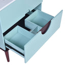 Bathroom Vanity Cabinet With Ceramic Sink Combo Set, Frame Modern Bathroom Storage Cabinet With 2 Drawers - Blue