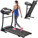 Folding Treadmill With Incline And Heart Rate Sensor, 2.5Hp Quiet Brushless With USB Charge Station, Small Space Portable Running Walking Machine - Black / Silver