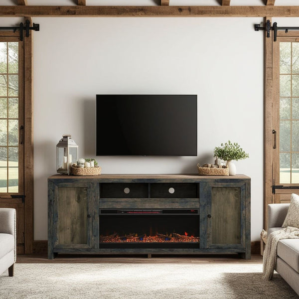 Joshua Creek - Electric Fireplace TV Stand For TVs Up To 95" - Barnwood