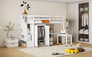 Loft Bed With Stairs, Bookshelf, Drawers, Desk & Wardrobe, Space Saving Multifunctional Furniture
