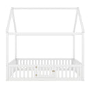 Wood House Bed With Fence And Door