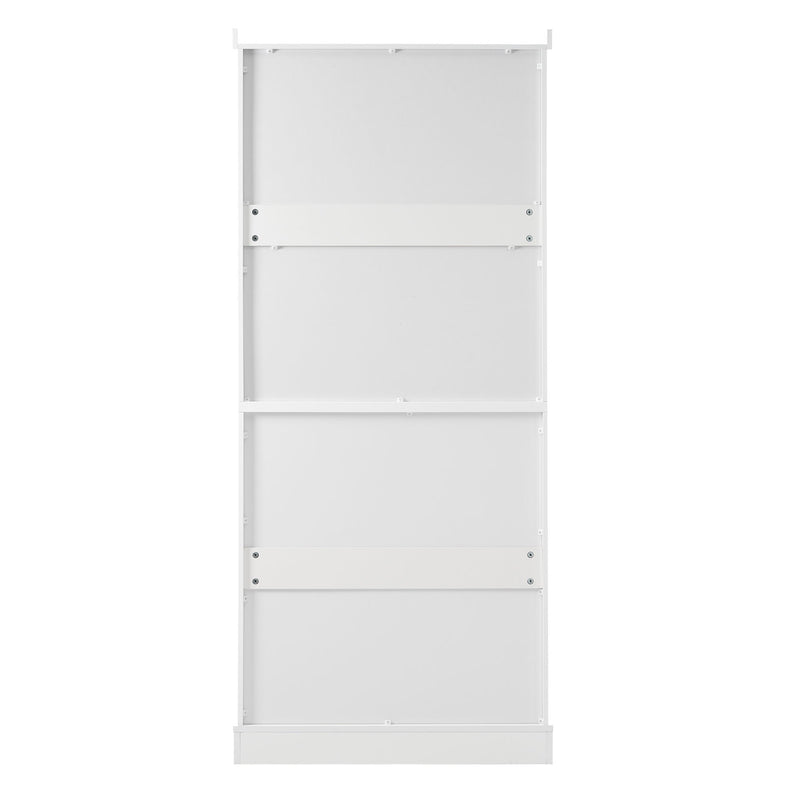 Freestanding Tall Bathroom Cabinet With 2 Adjustable Shelves, 3 Drawers, Soft Close Glass Doors - White