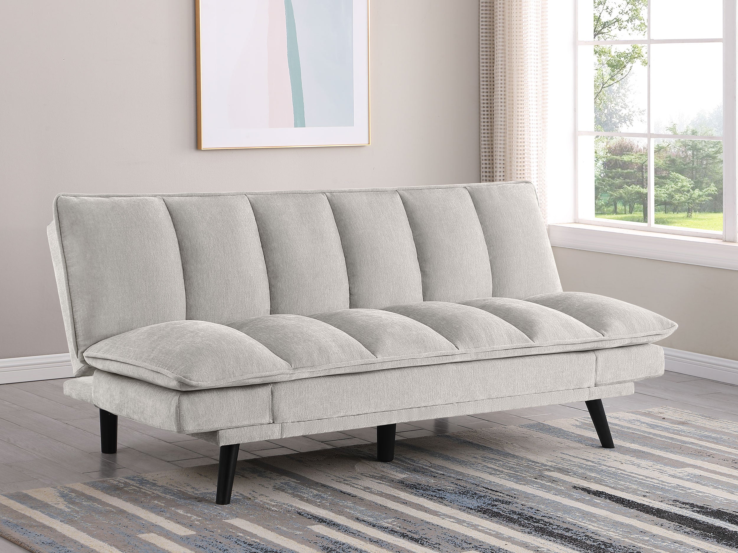 Laredo Upholstered Tufted Convertible Sofa Bed Light Grey — view 2