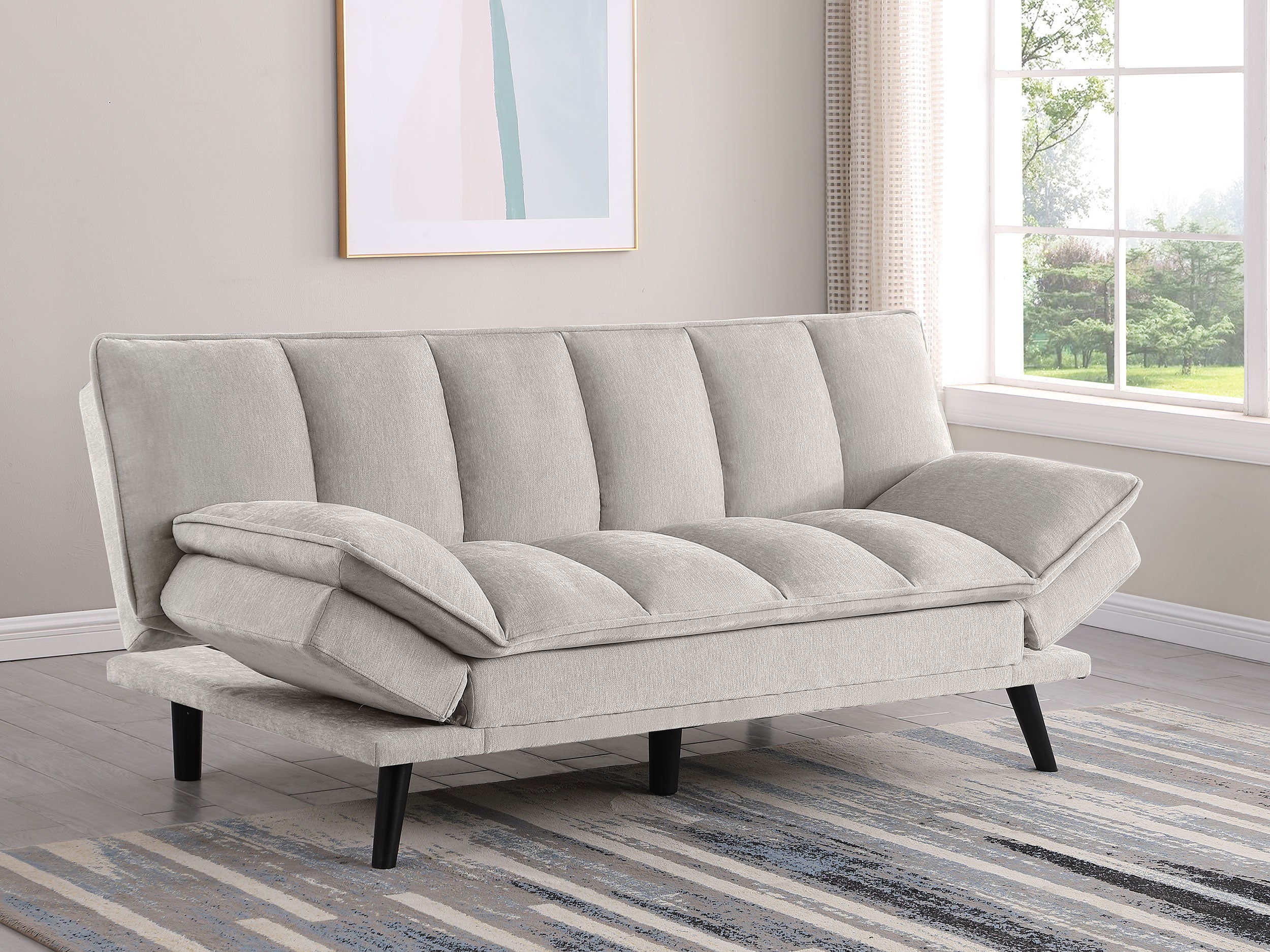 Laredo Upholstered Tufted Convertible Sofa Bed Light Grey — view 3