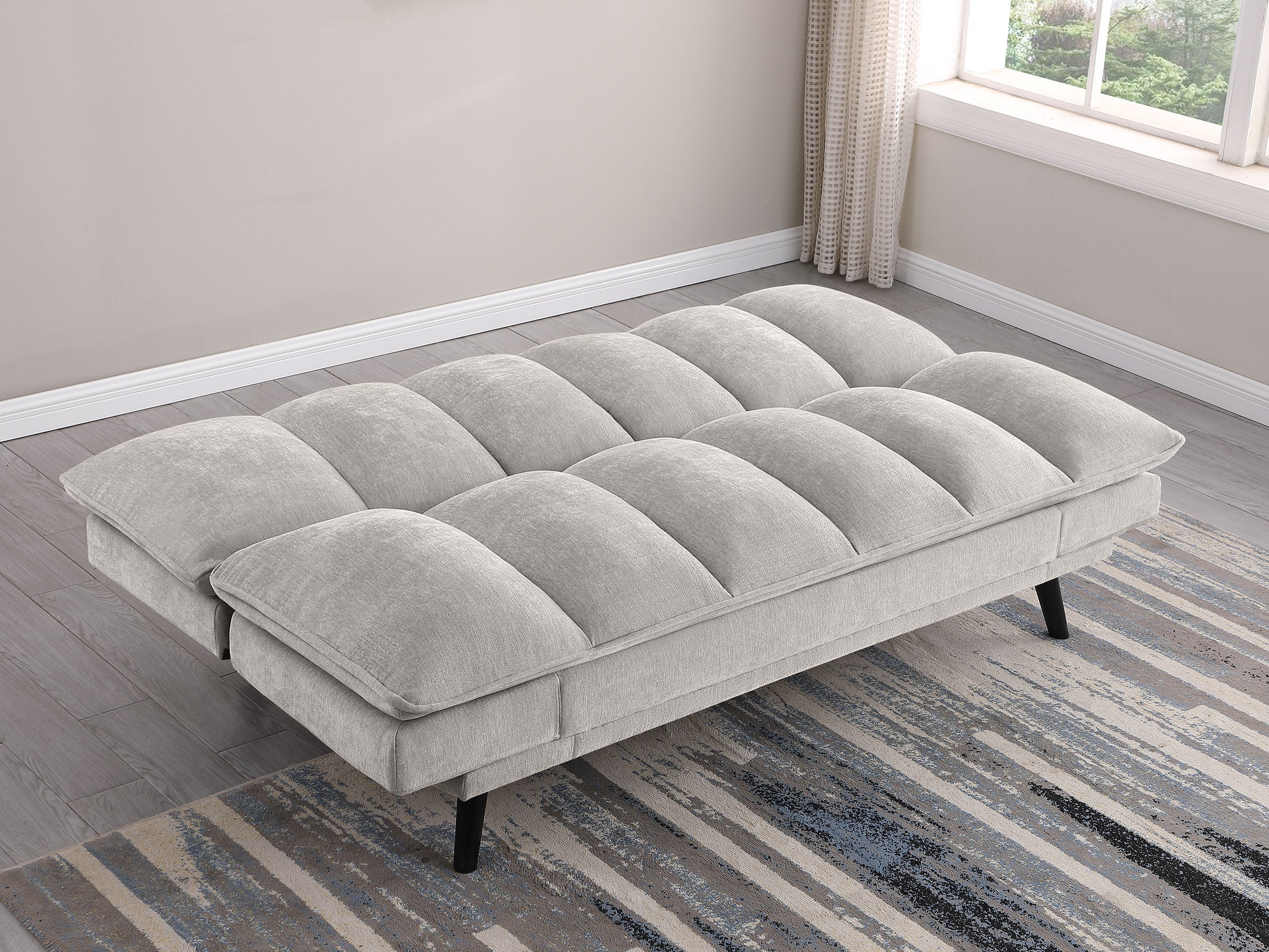 Laredo Upholstered Tufted Convertible Sofa Bed Light Grey — view 4