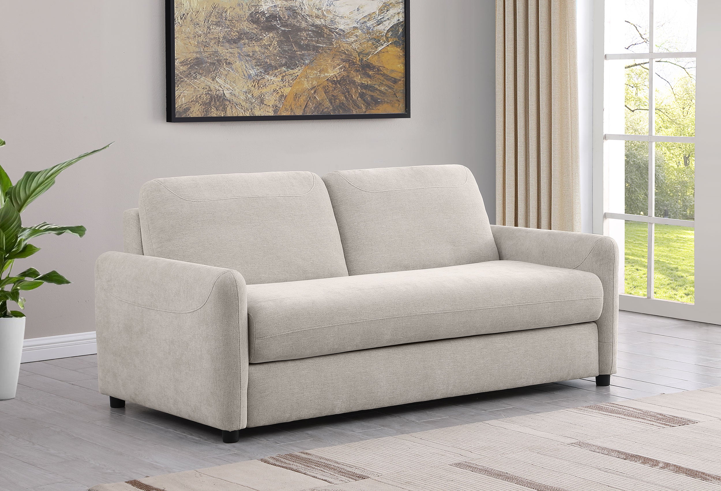 Rylie Upholstered Sofa Sleeper with Queen Mattress Beige — view 2