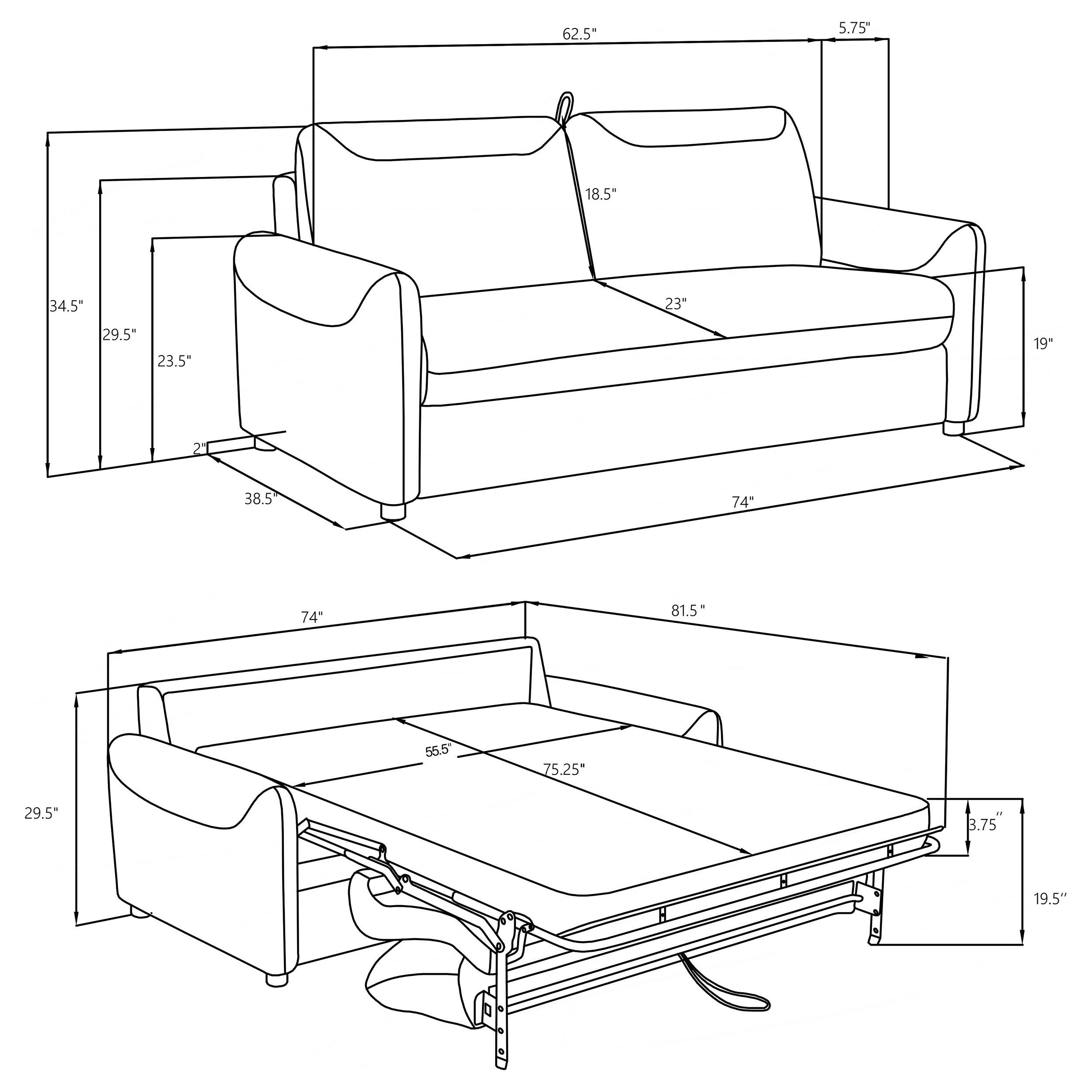 Rylie Upholstered Sofa Sleeper with Queen Mattress Beige — view 12