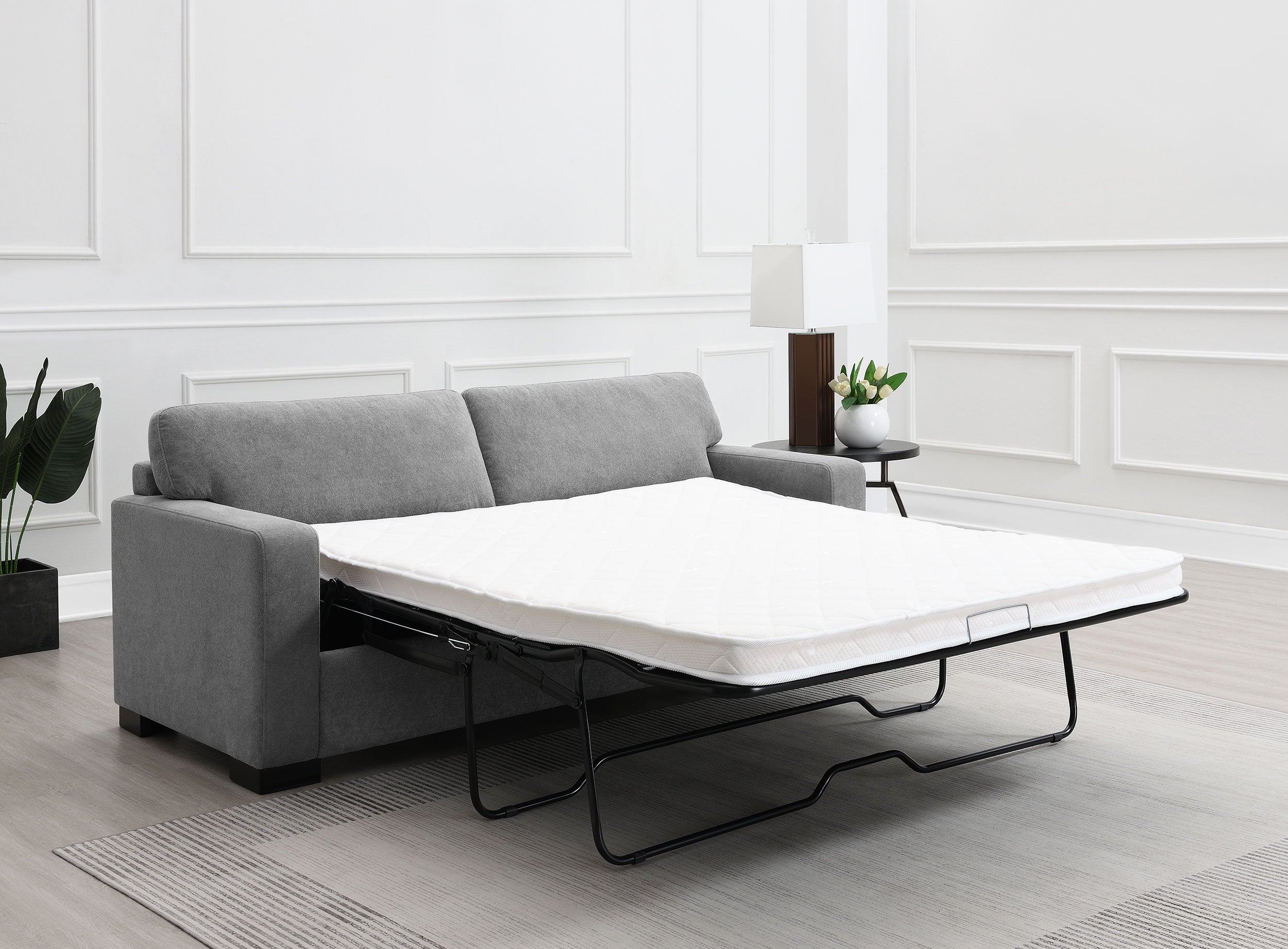 Simpson Upholstered Sofa Sleeper with Queen Mattress Grey — view 3