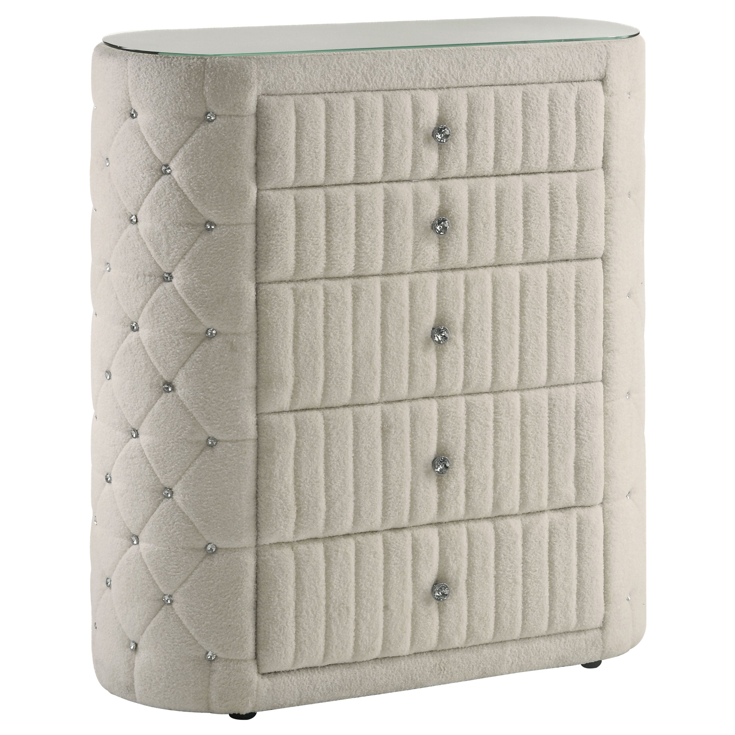 Sonya 5-piece Upholstered Eastern King Bedroom Set Ivory — view 12
