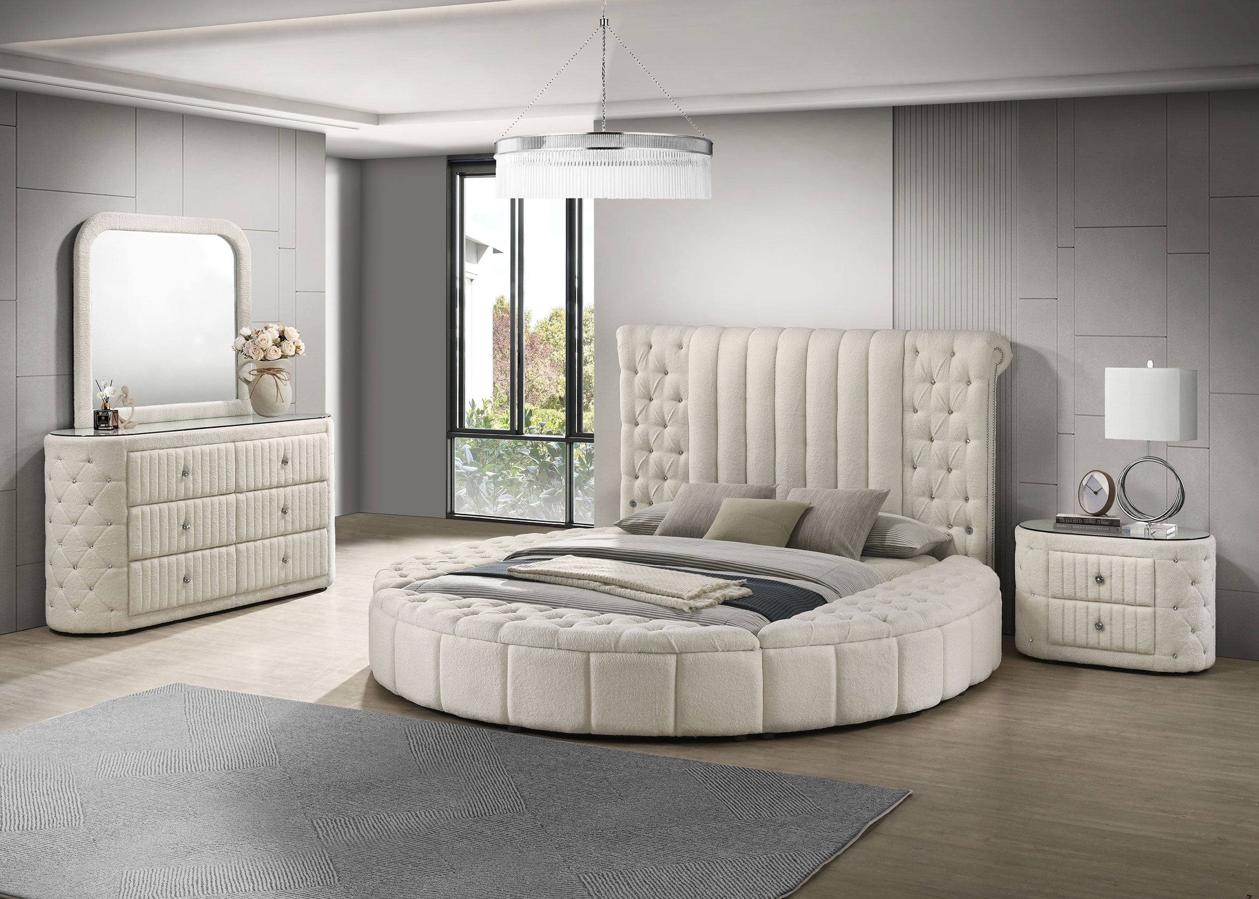Sonya 4-piece Upholstered Queen Bedroom Set Ivory — view 1