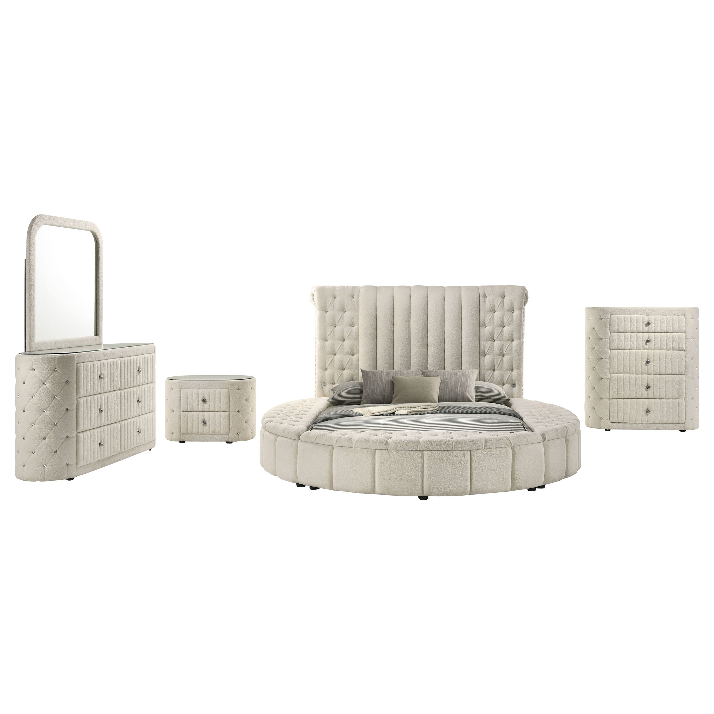 Sonya 5-piece Upholstered Queen Bedroom Set Ivory — view 2