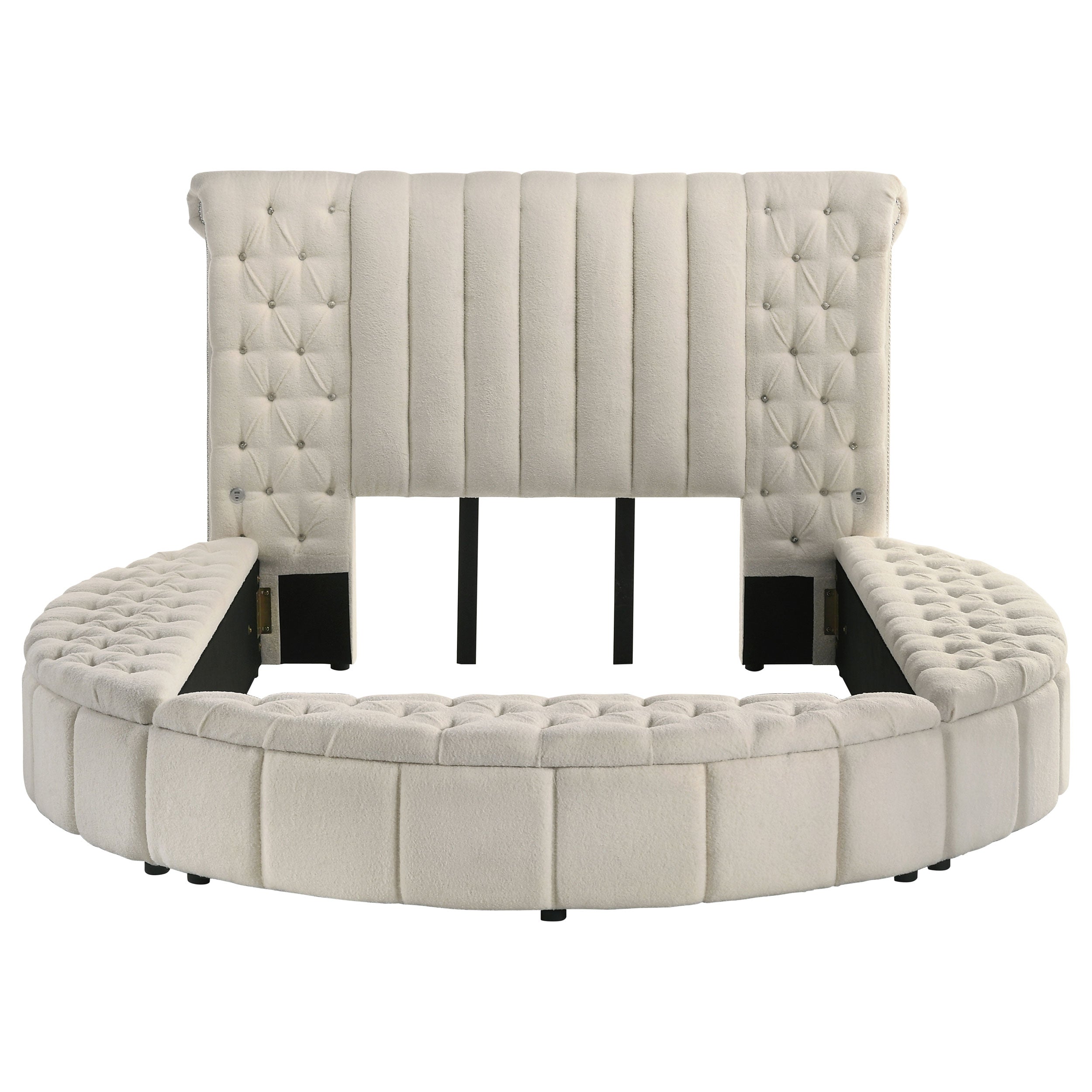 Sonya Upholstered Queen Round Storage Bed Ivory — view 4
