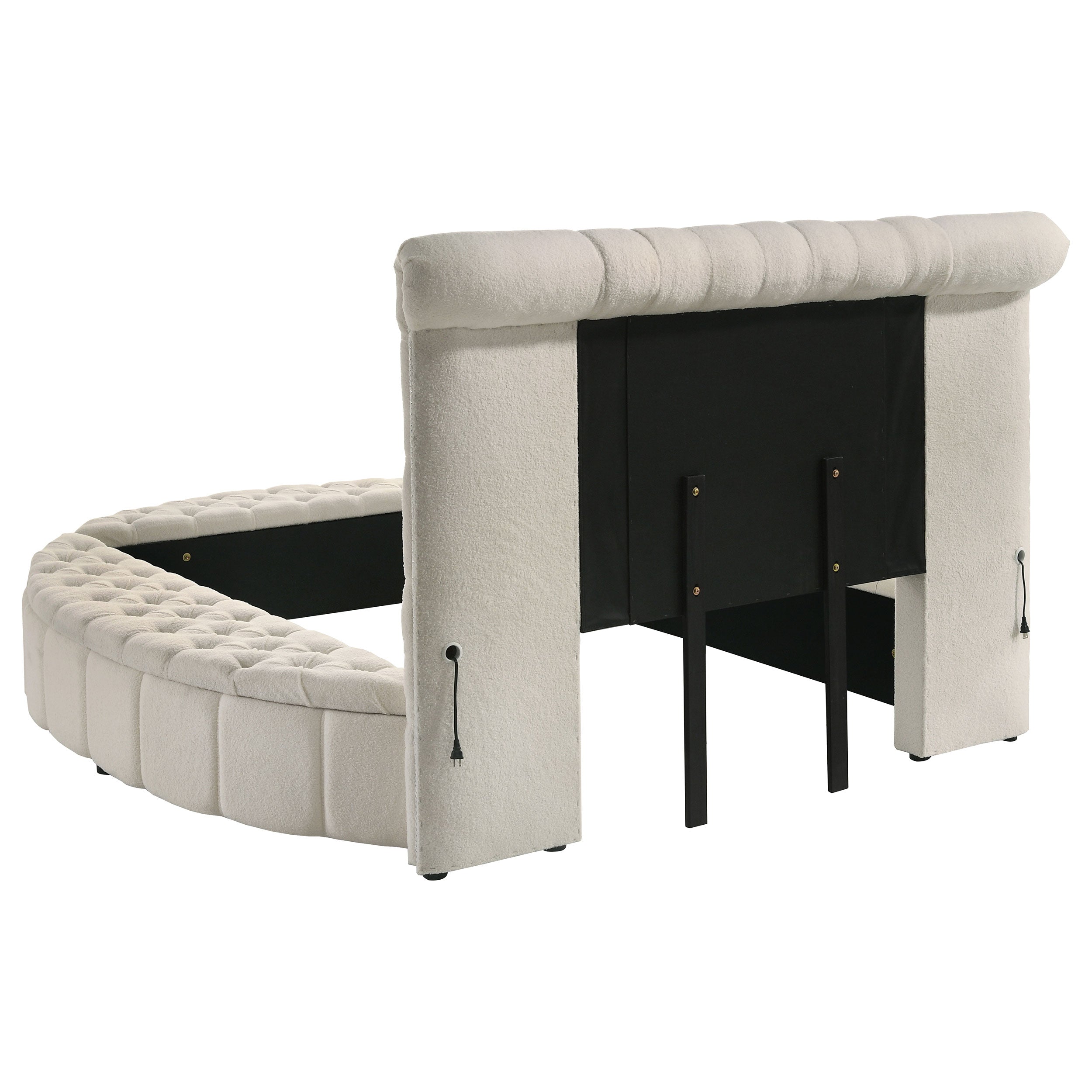 Sonya Upholstered Queen Round Storage Bed Ivory — view 7