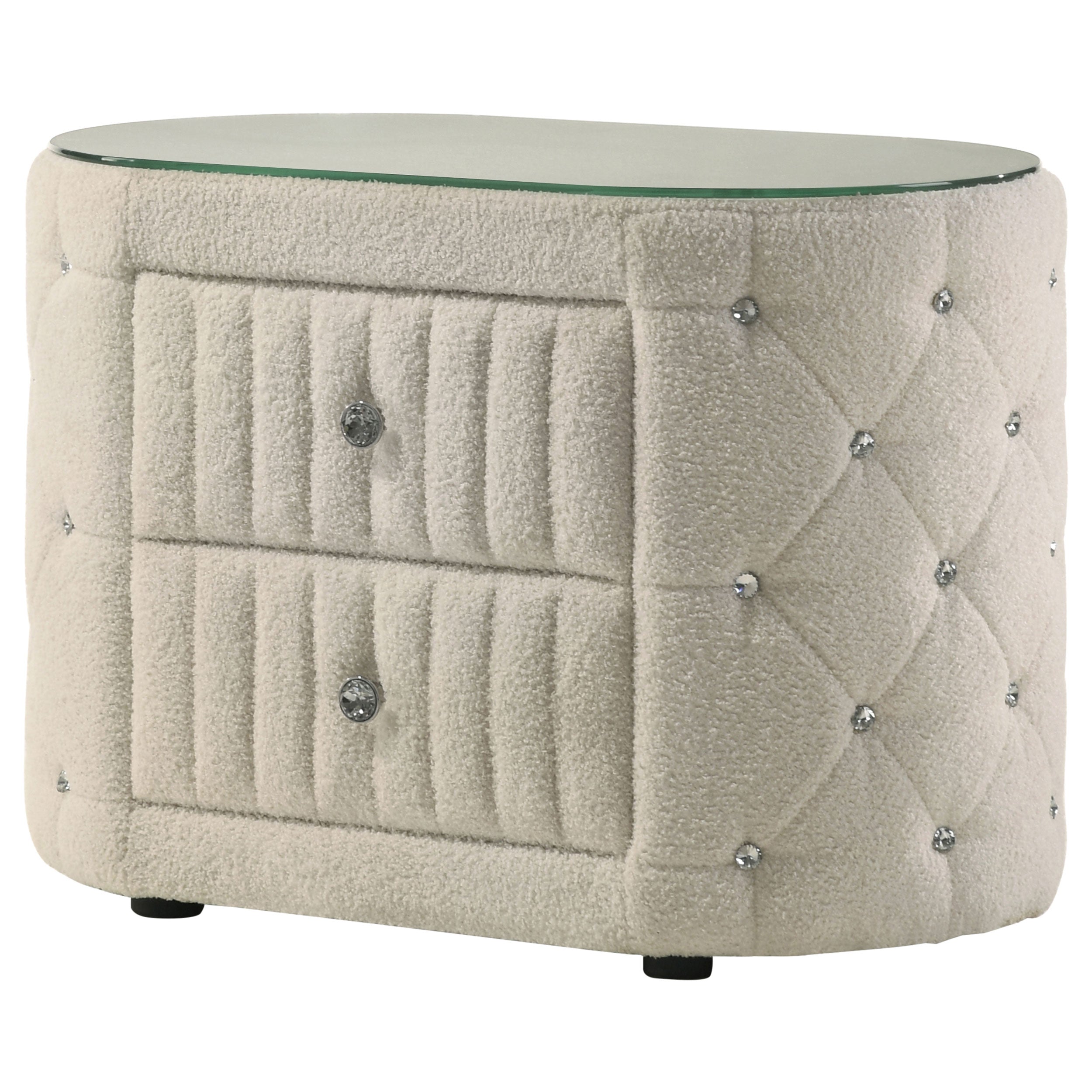 Sonya 2-drawer Upholstered Nightstand Bedside Table Ivory — view 4