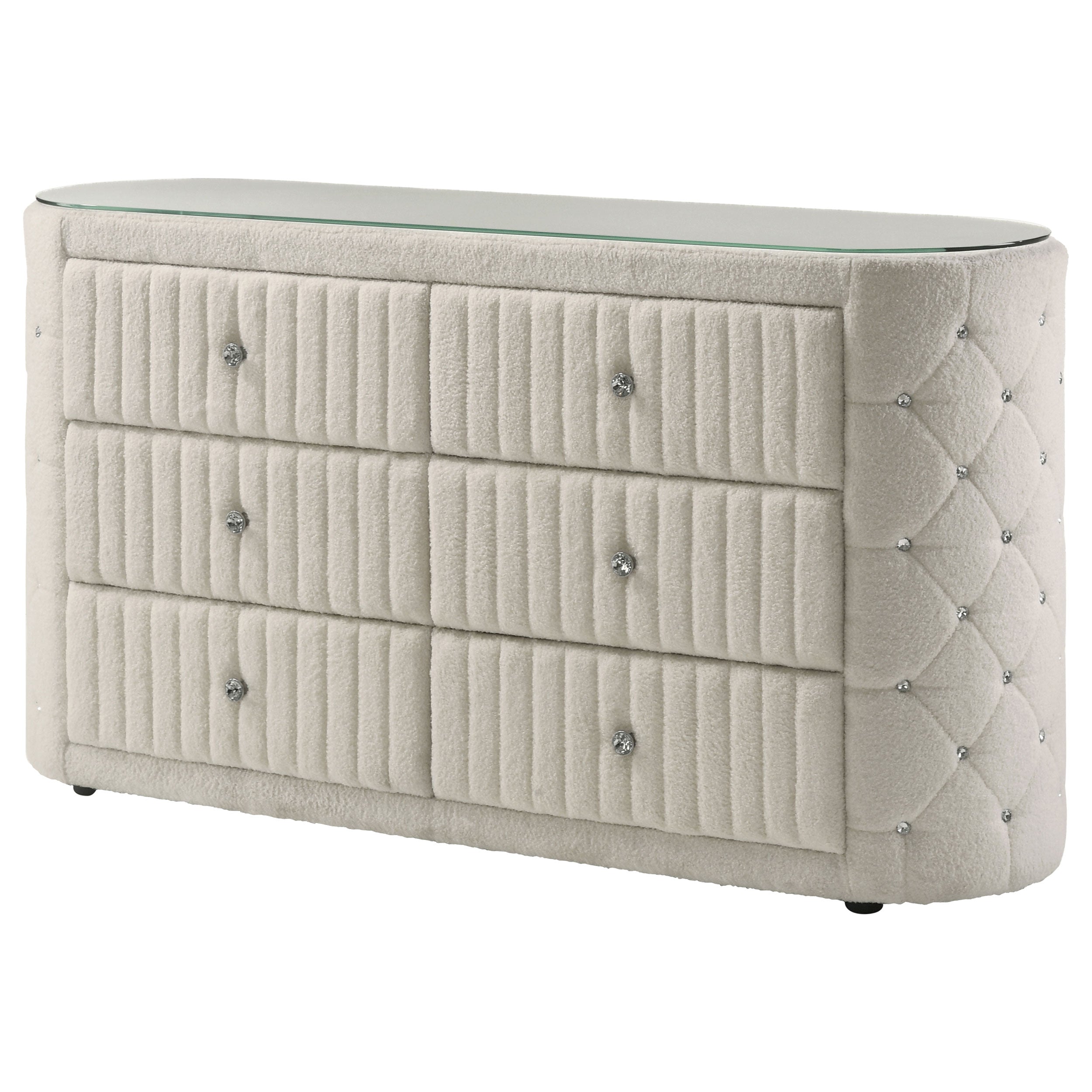 Sonya 6-drawer Upholstered Bedroom Dresser Ivory — view 4