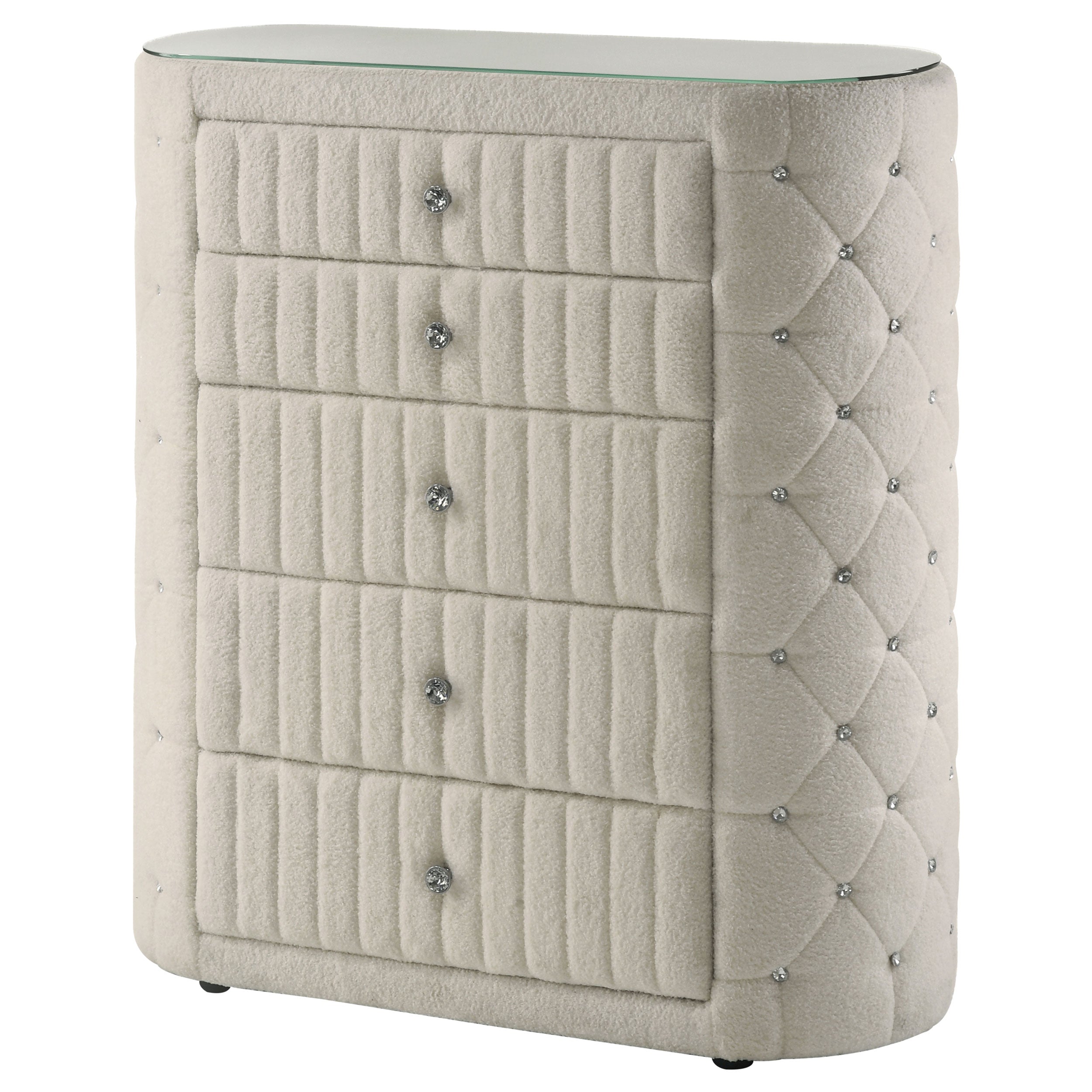 Sonya 5-drawer Upholstered Bedroom Chest of Drawers Ivory — view 4