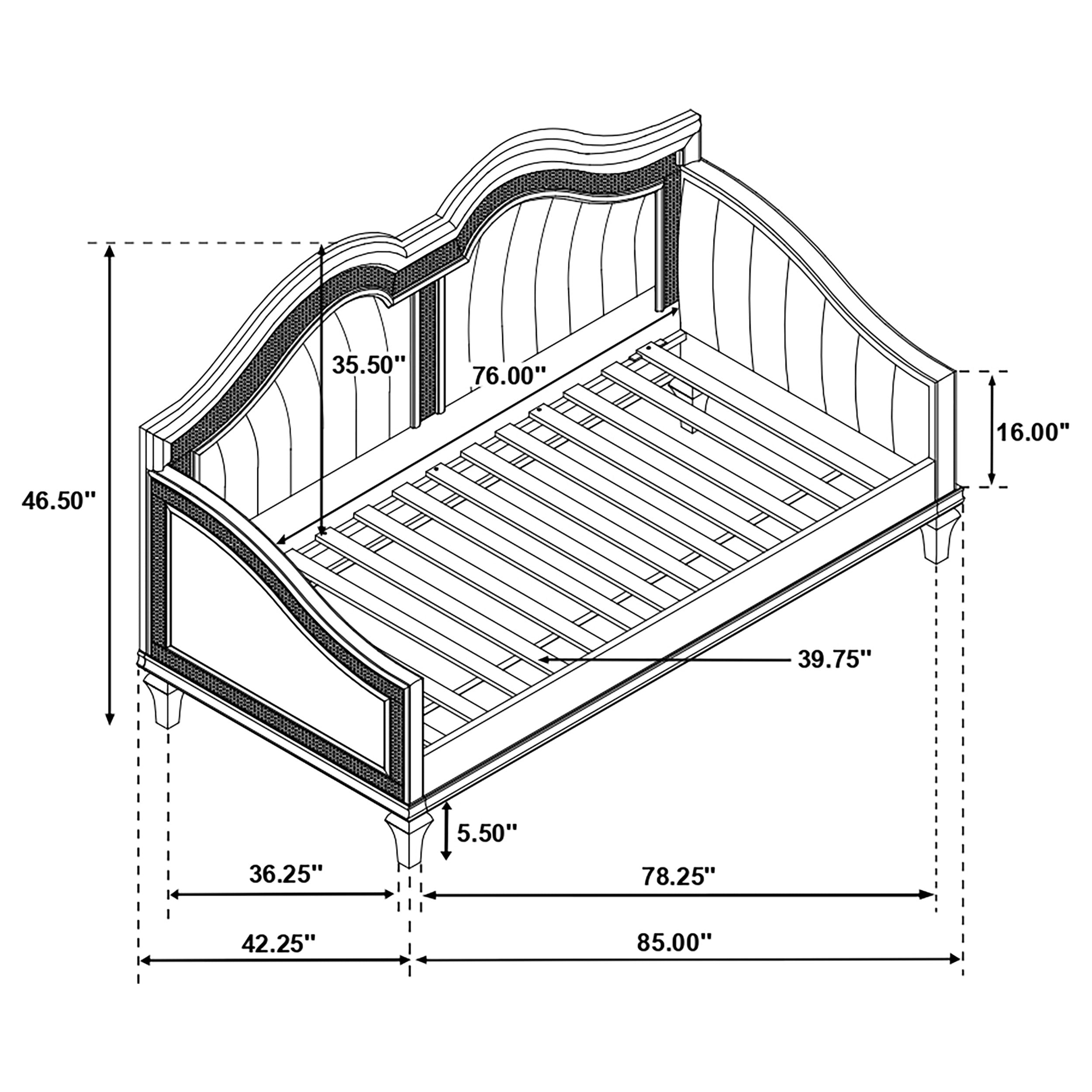 Evangeline Upholstered Twin Daybed Silver Oak — view 15