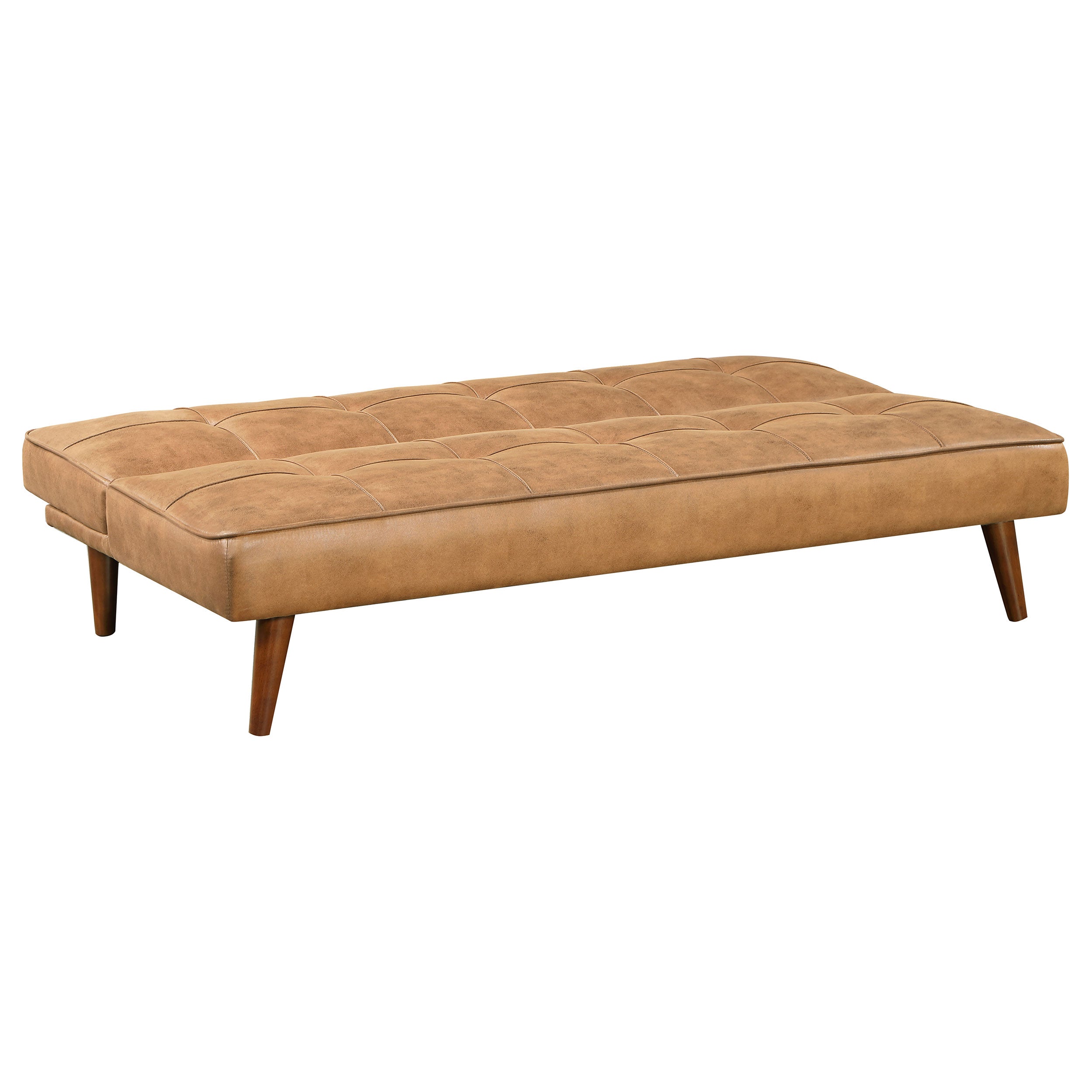 Jenson Upholstered Tufted Convertible Sofa Bed Saddle Brown — view 4