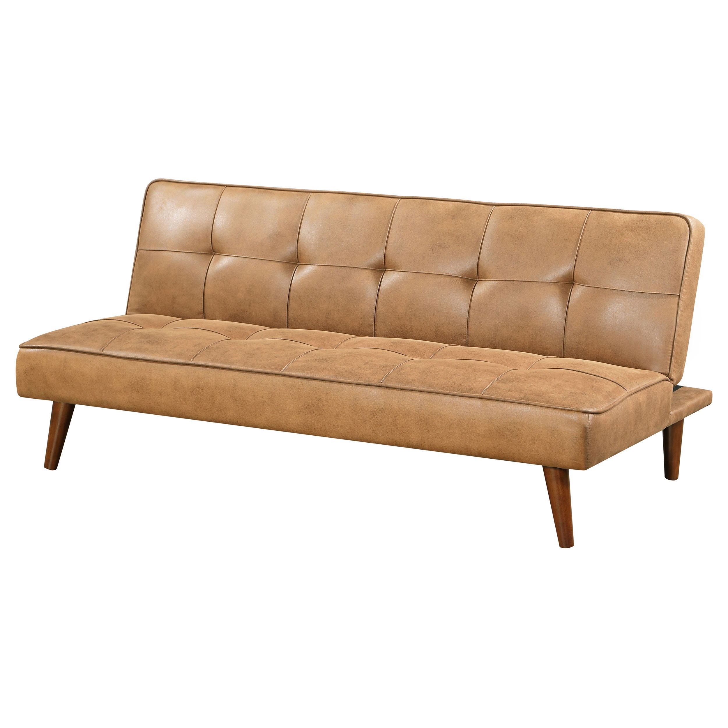 Jenson Upholstered Tufted Convertible Sofa Bed Saddle Brown — view 6