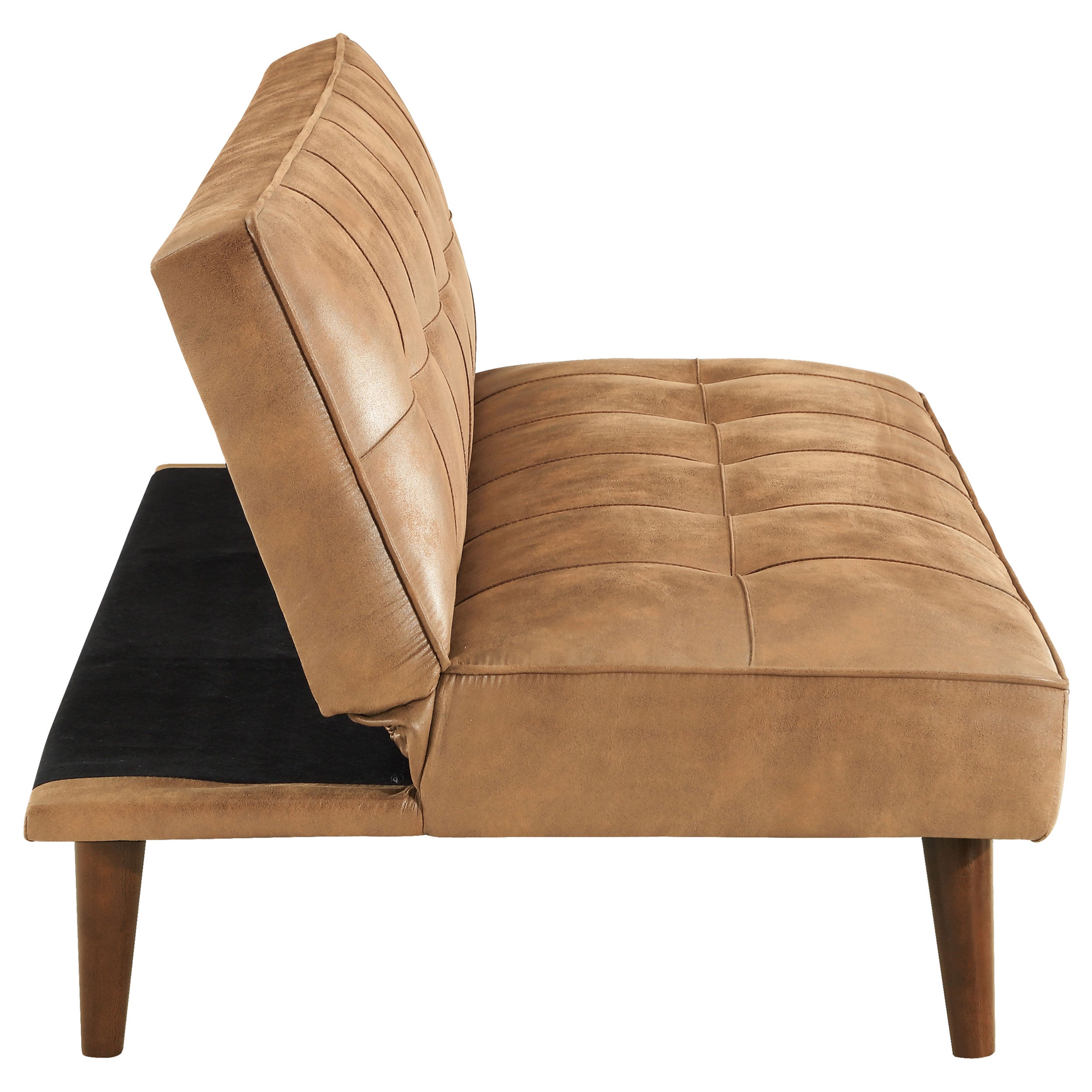 Jenson Upholstered Tufted Convertible Sofa Bed Saddle Brown — view 10
