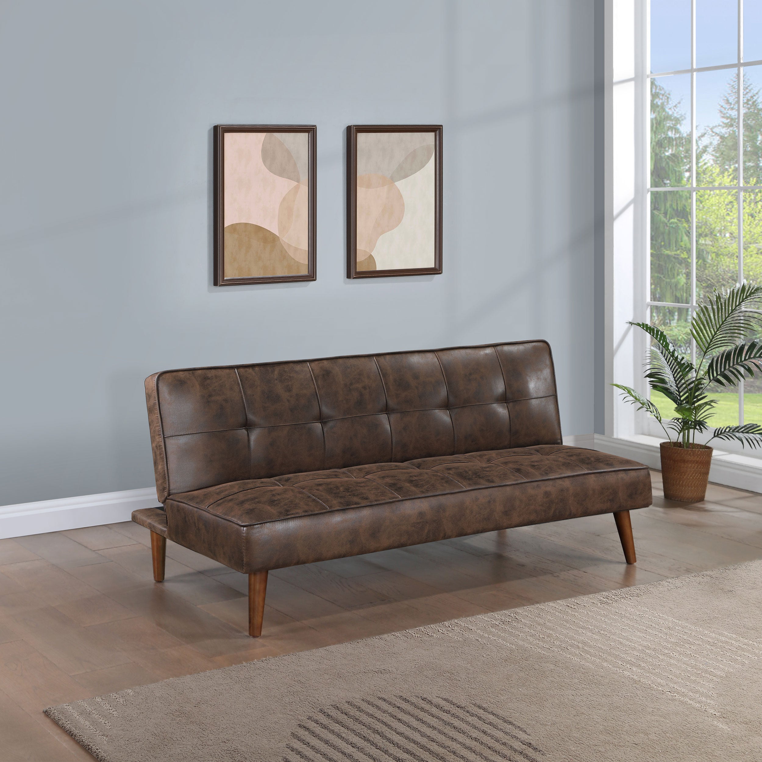 Jenson Upholstered Tufted Convertible Sofa Bed Dark Coffee — view 2