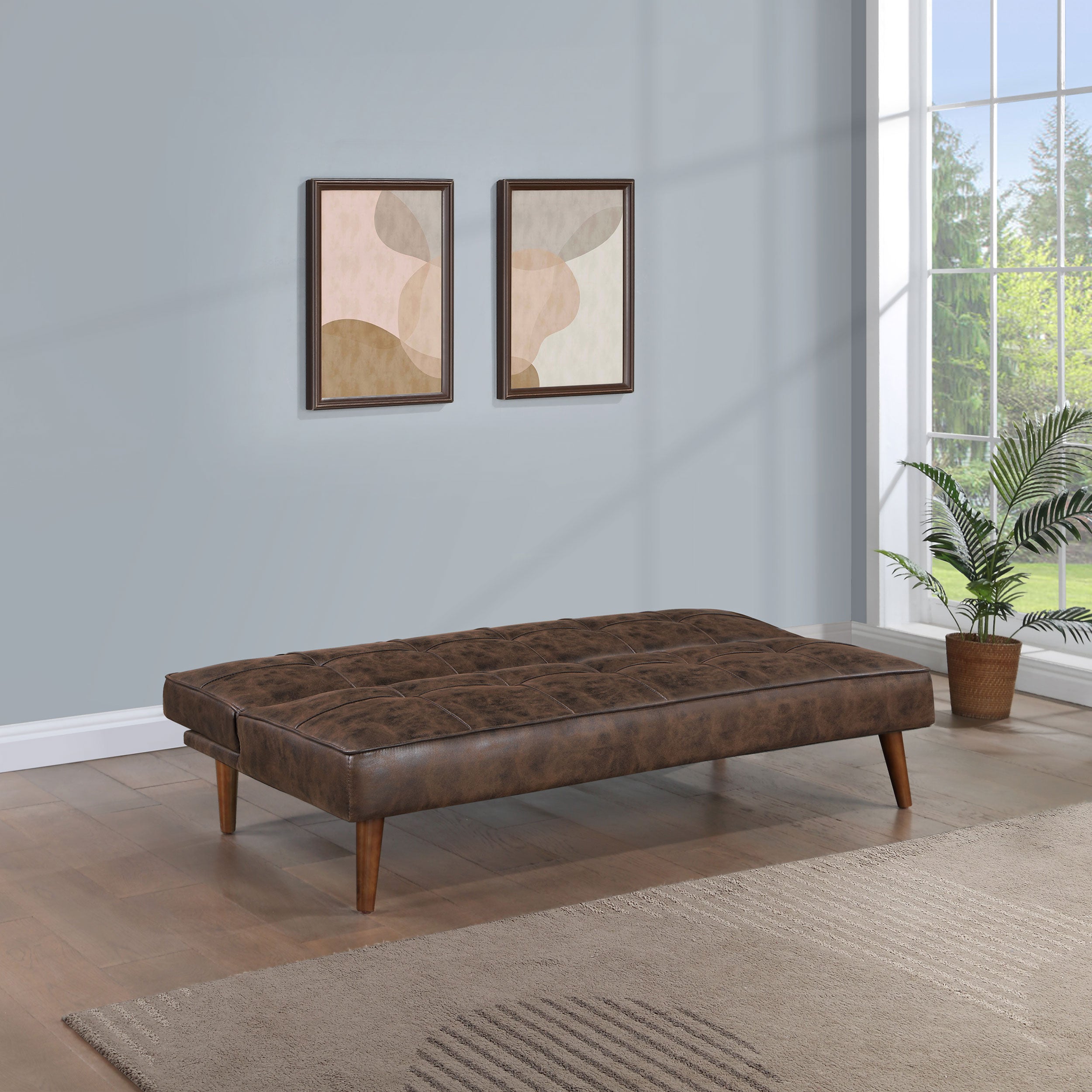 Jenson Upholstered Tufted Convertible Sofa Bed Dark Coffee — view 3