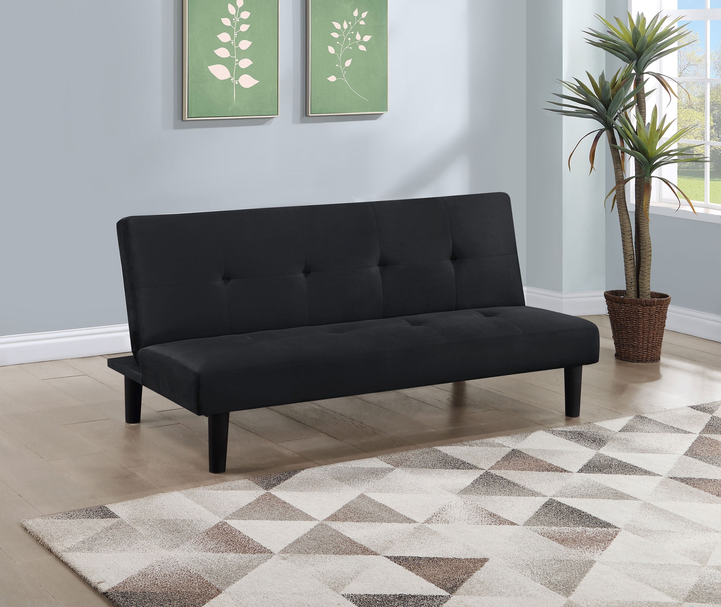 Stanford Upholstered Tufted Convertible Sofa Bed Black — view 2
