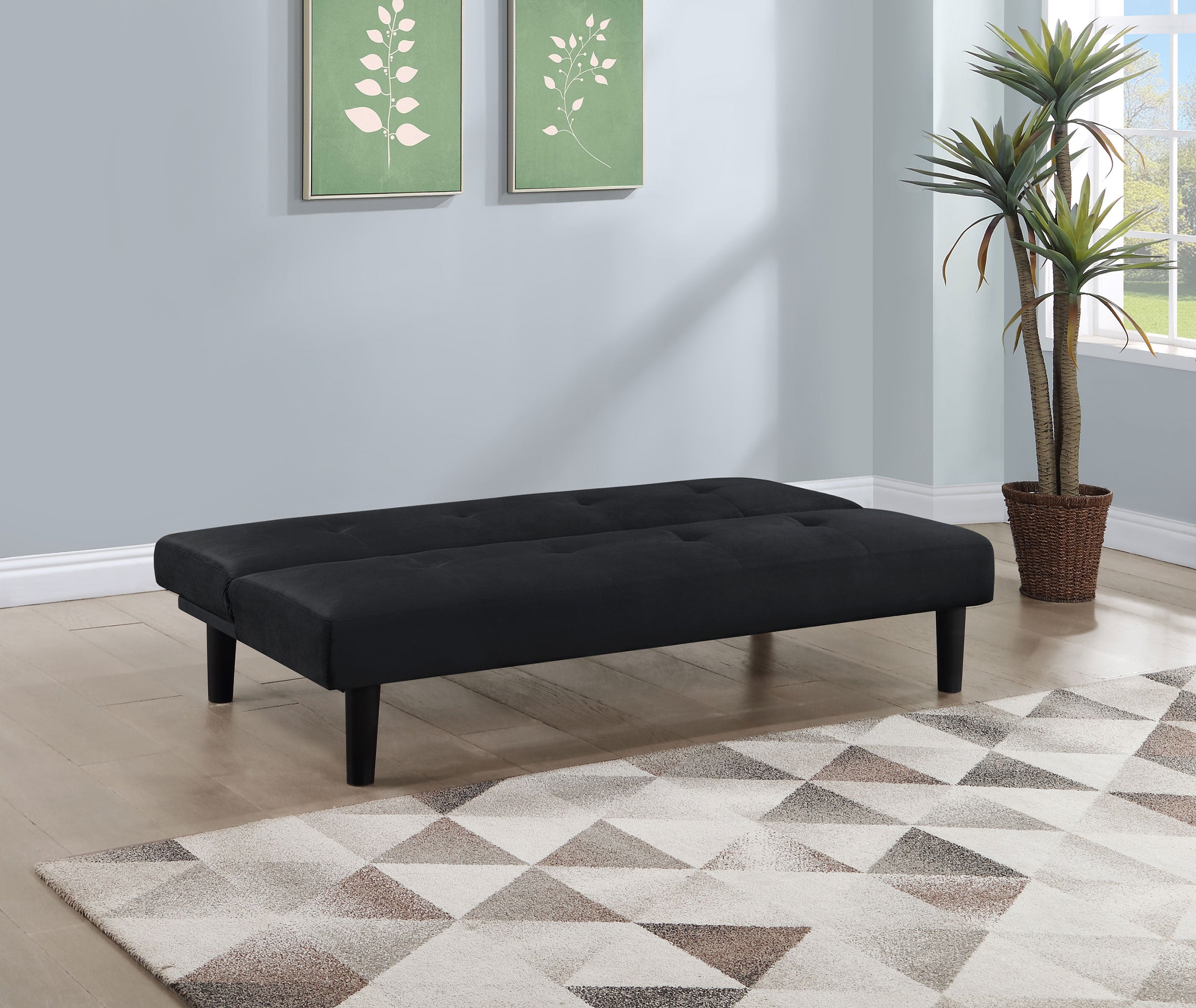 Stanford Upholstered Tufted Convertible Sofa Bed Black — view 3