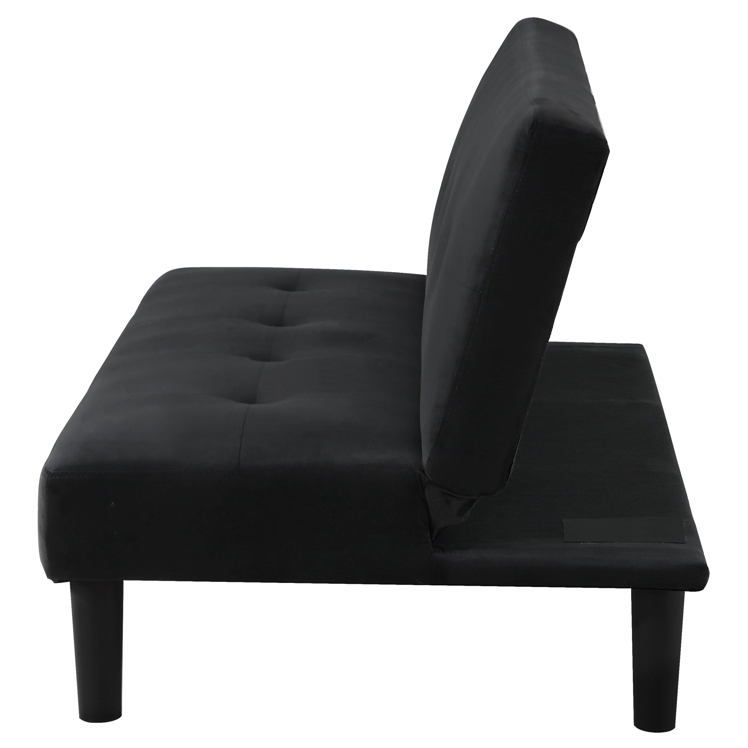 Stanford Upholstered Tufted Convertible Sofa Bed Black — view 7