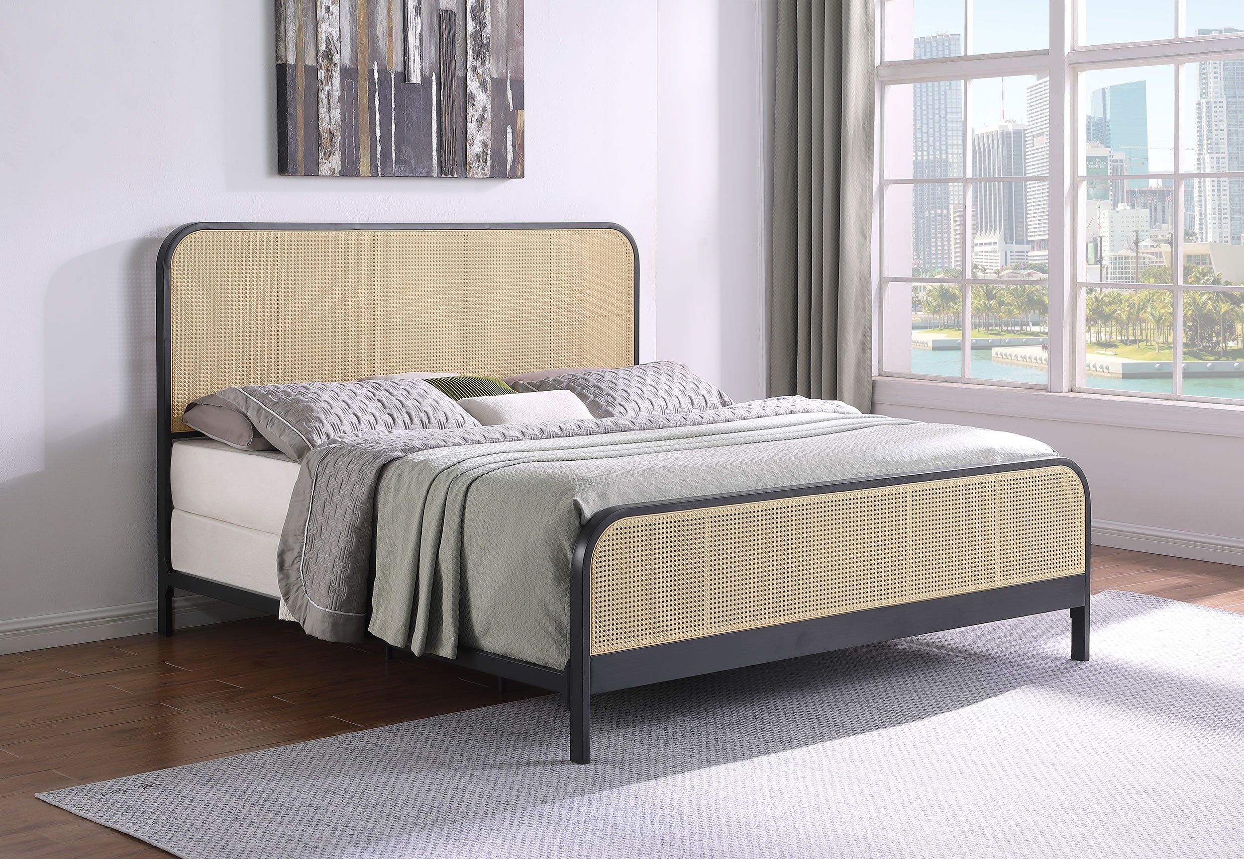 Lanewood Open Cane Webbing Metal Eastern King Bed Black — view 2