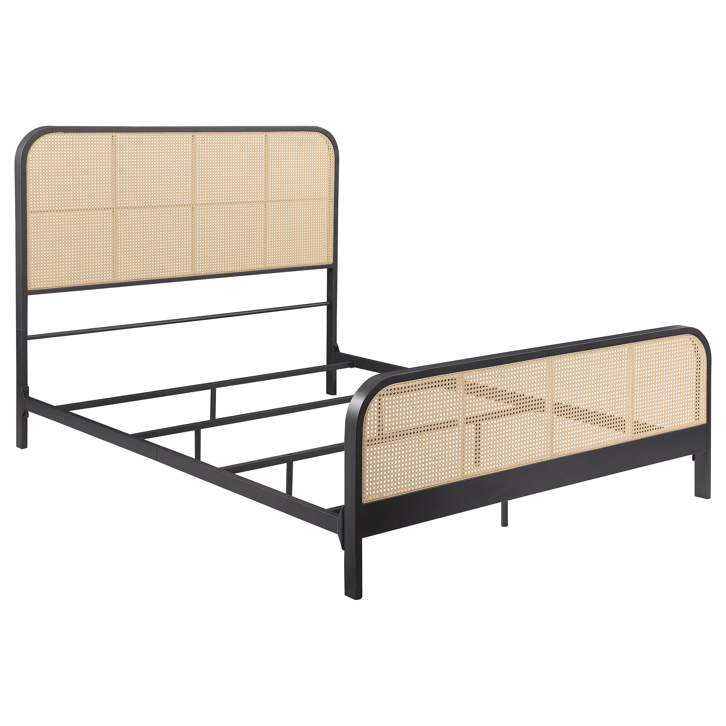Lanewood Open Cane Webbing Metal Queen Bed Black — view 1