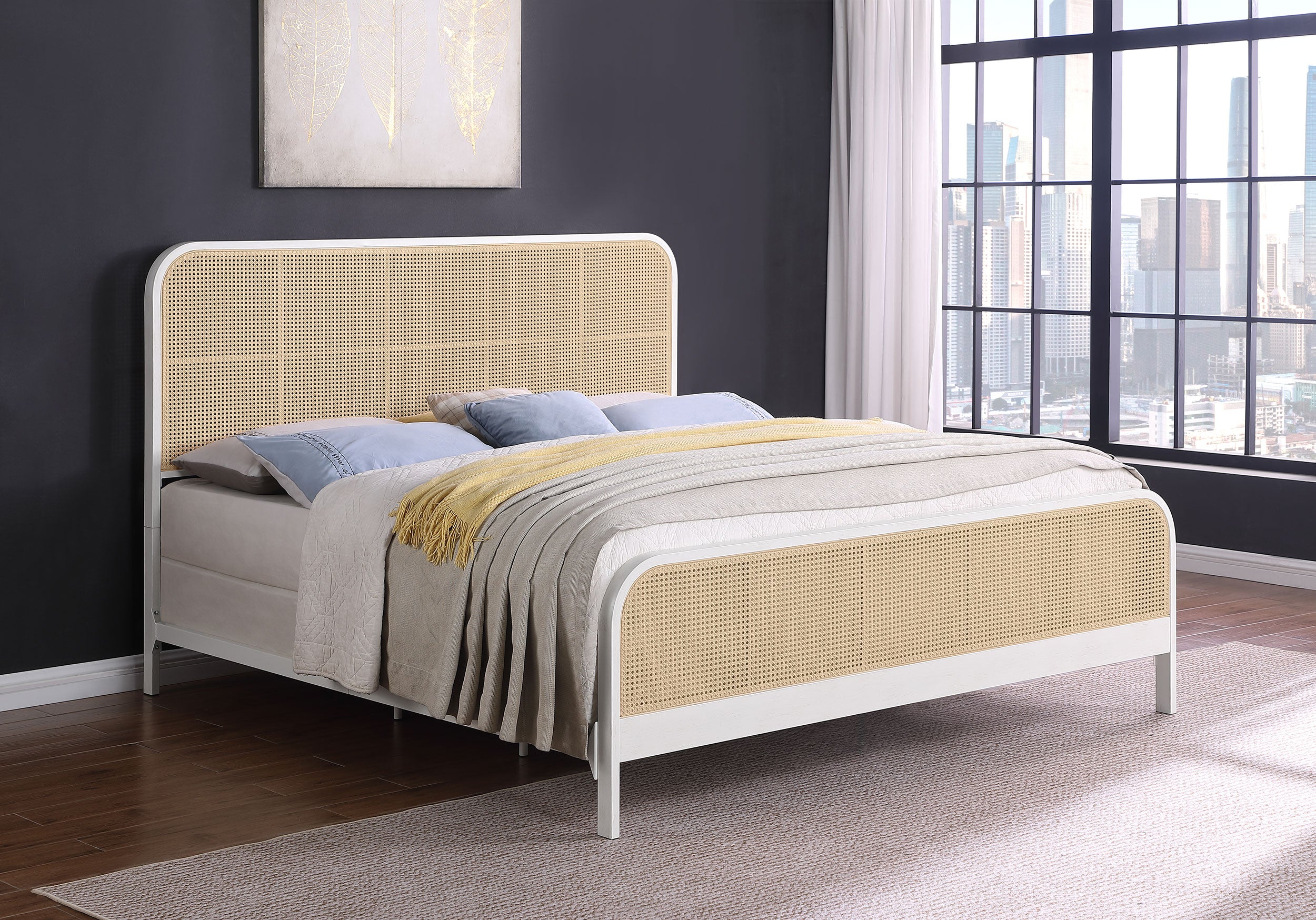 Lanewood Open Cane Webbing Metal Eastern King Bed White — view 2