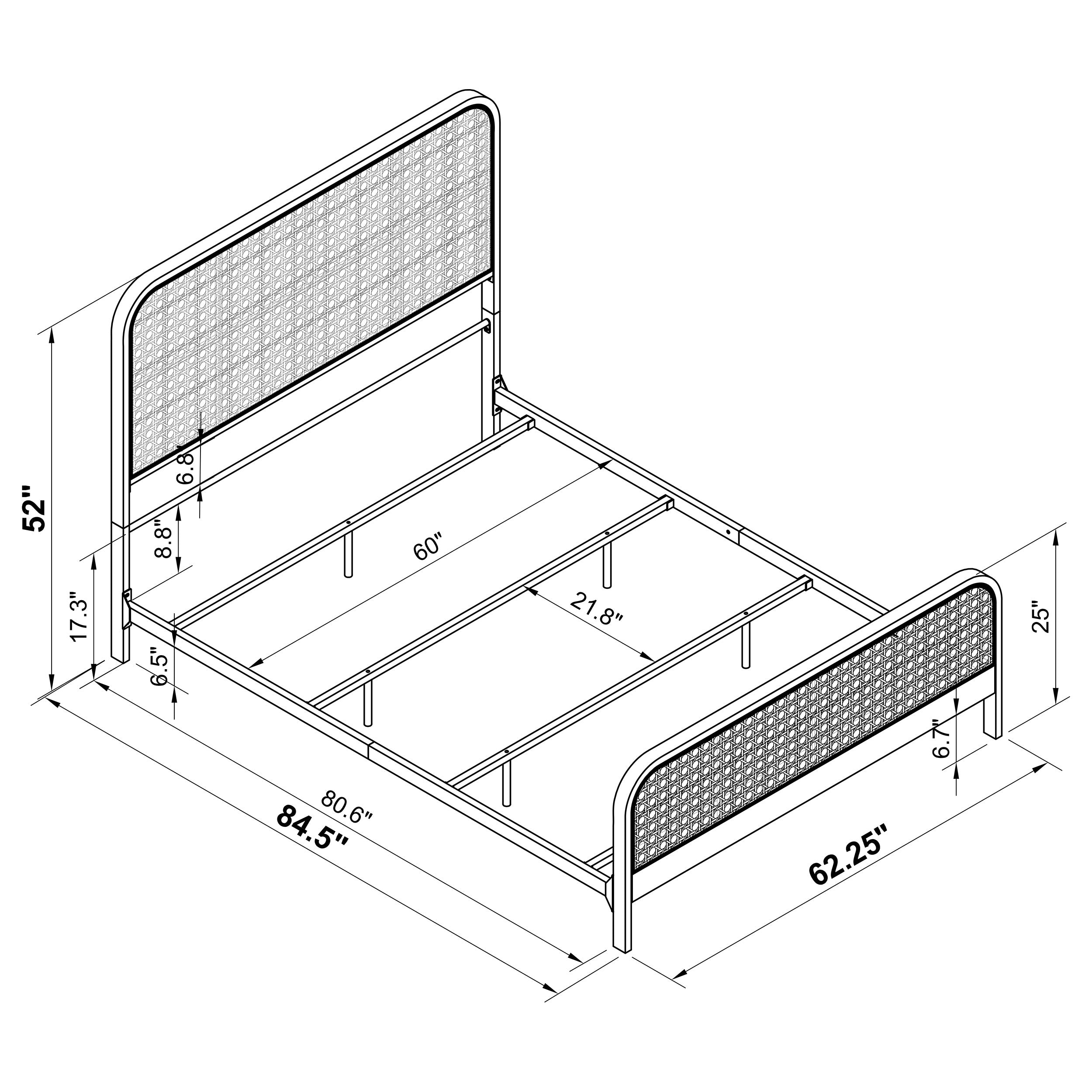 Lanewood Open Cane Webbing Metal Queen Bed White — view 12