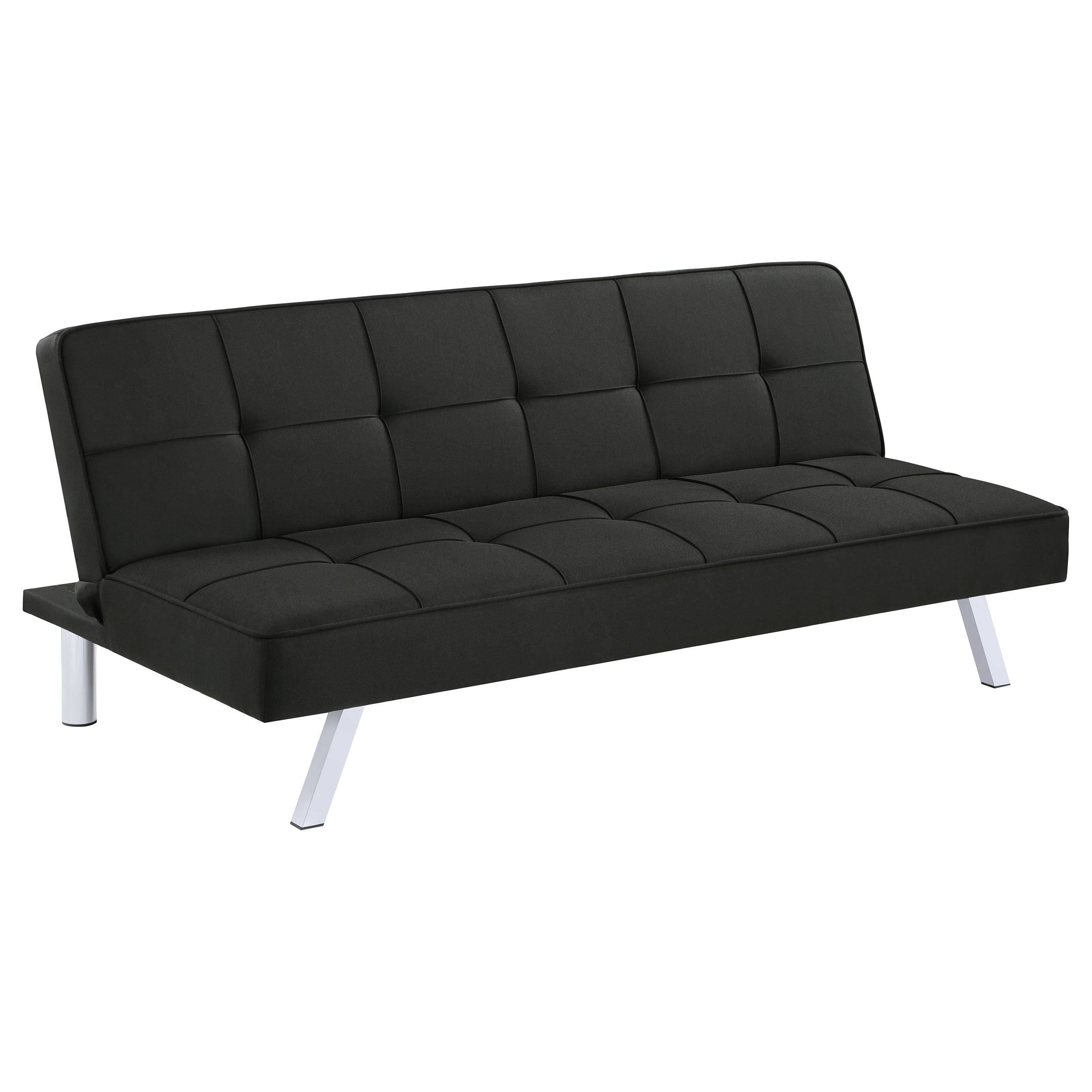 Joel Upholstered Tufted Convertible Sofa Bed Black — view 1