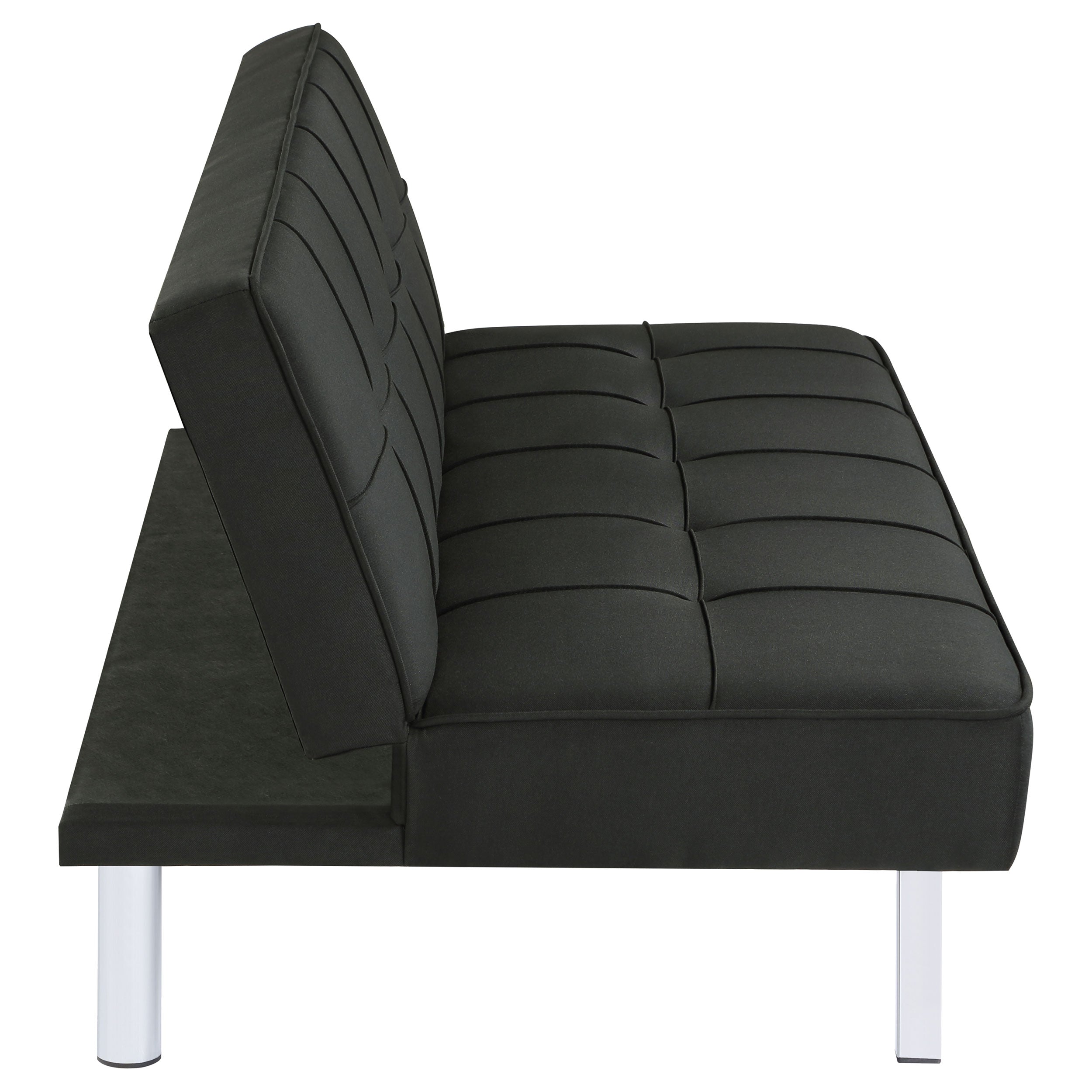 Joel Upholstered Tufted Convertible Sofa Bed Black — view 7