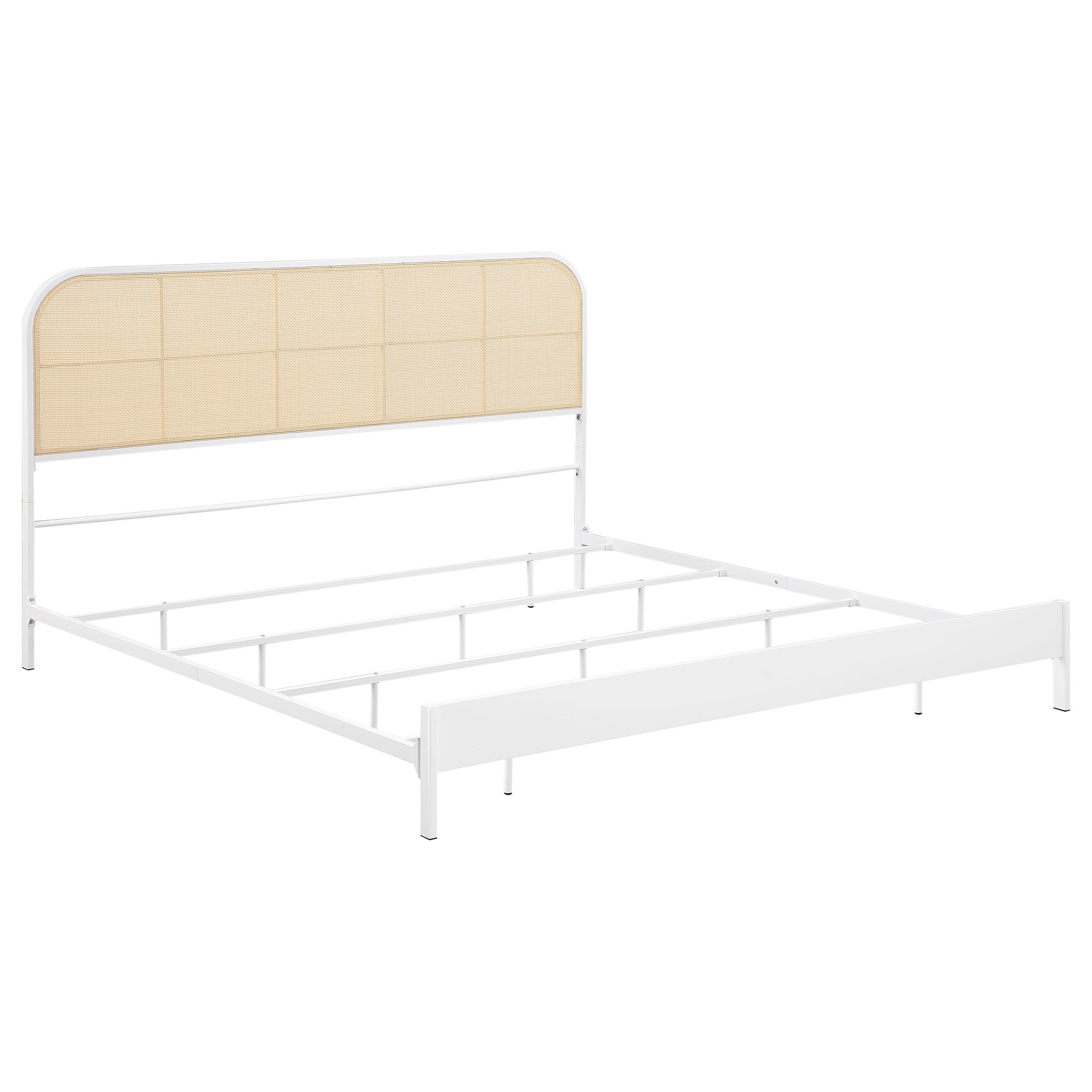 Amherst Radio Weave Rattan Metal Eastern King Bed White — view 1