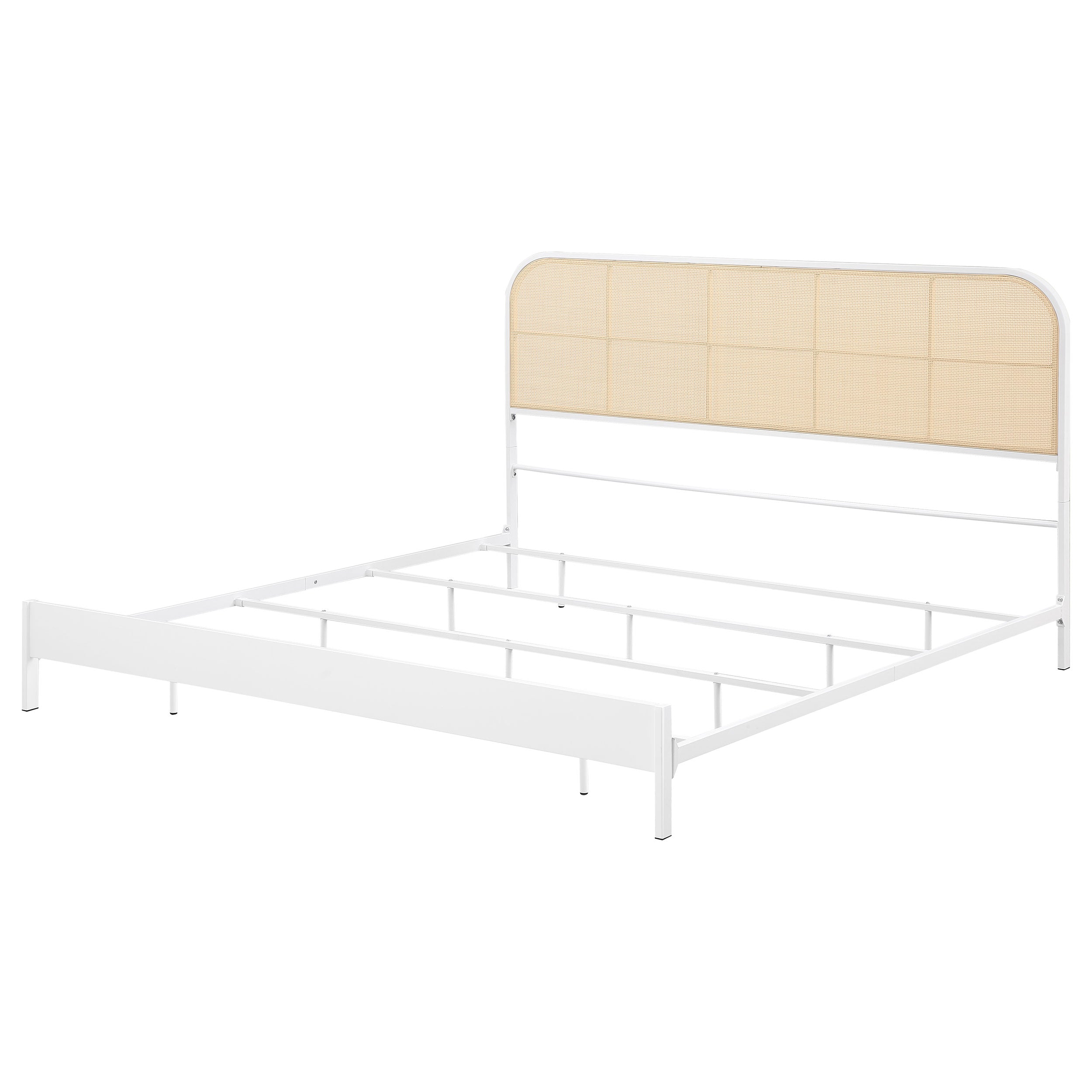 Amherst Radio Weave Rattan Metal Eastern King Bed White — view 4