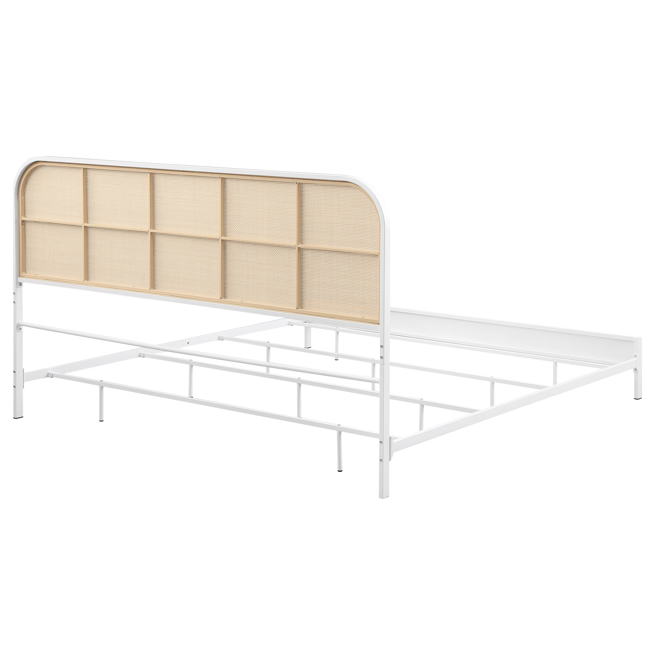 Amherst Radio Weave Rattan Metal Eastern King Bed White — view 7