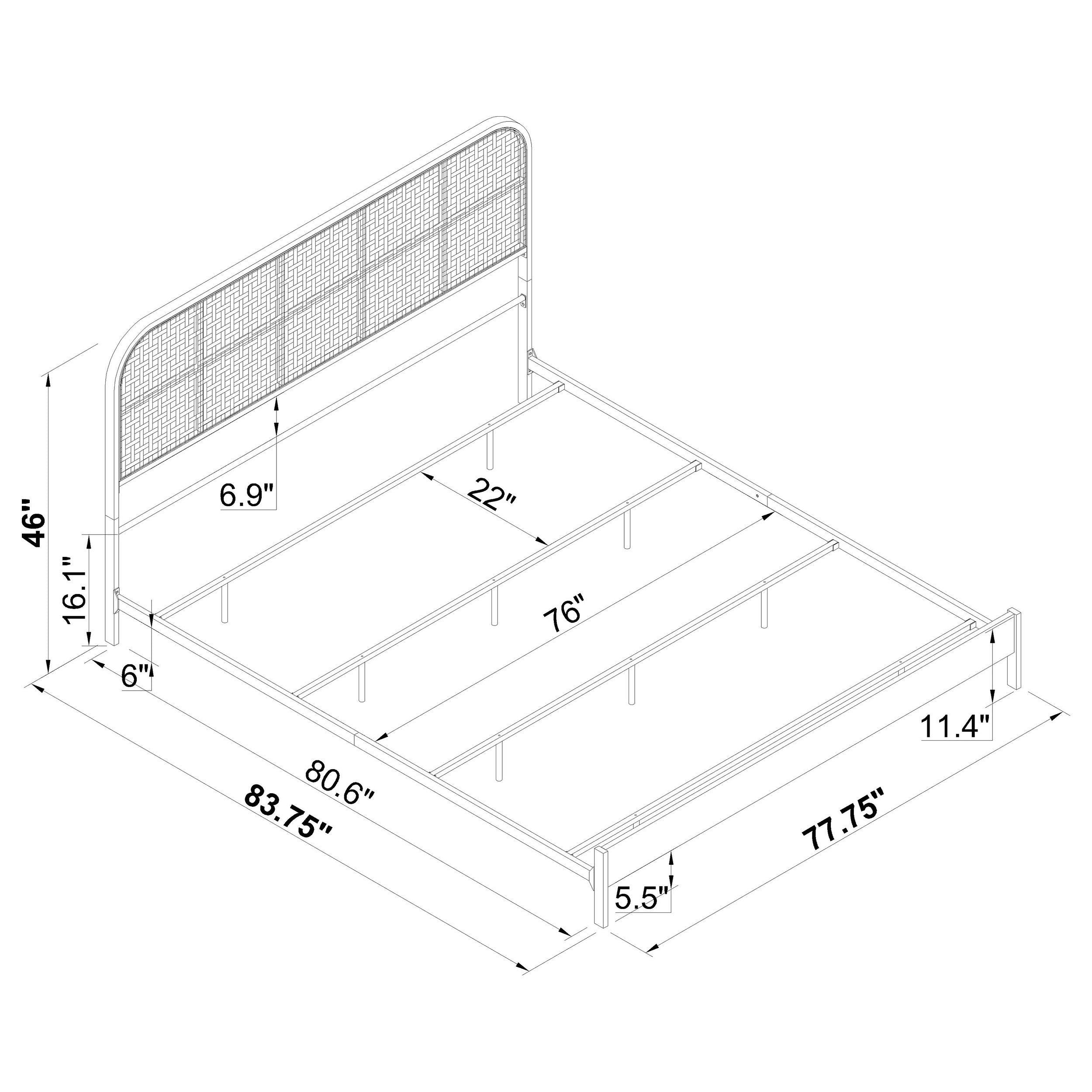 Amherst Radio Weave Rattan Metal Eastern King Bed White — view 11