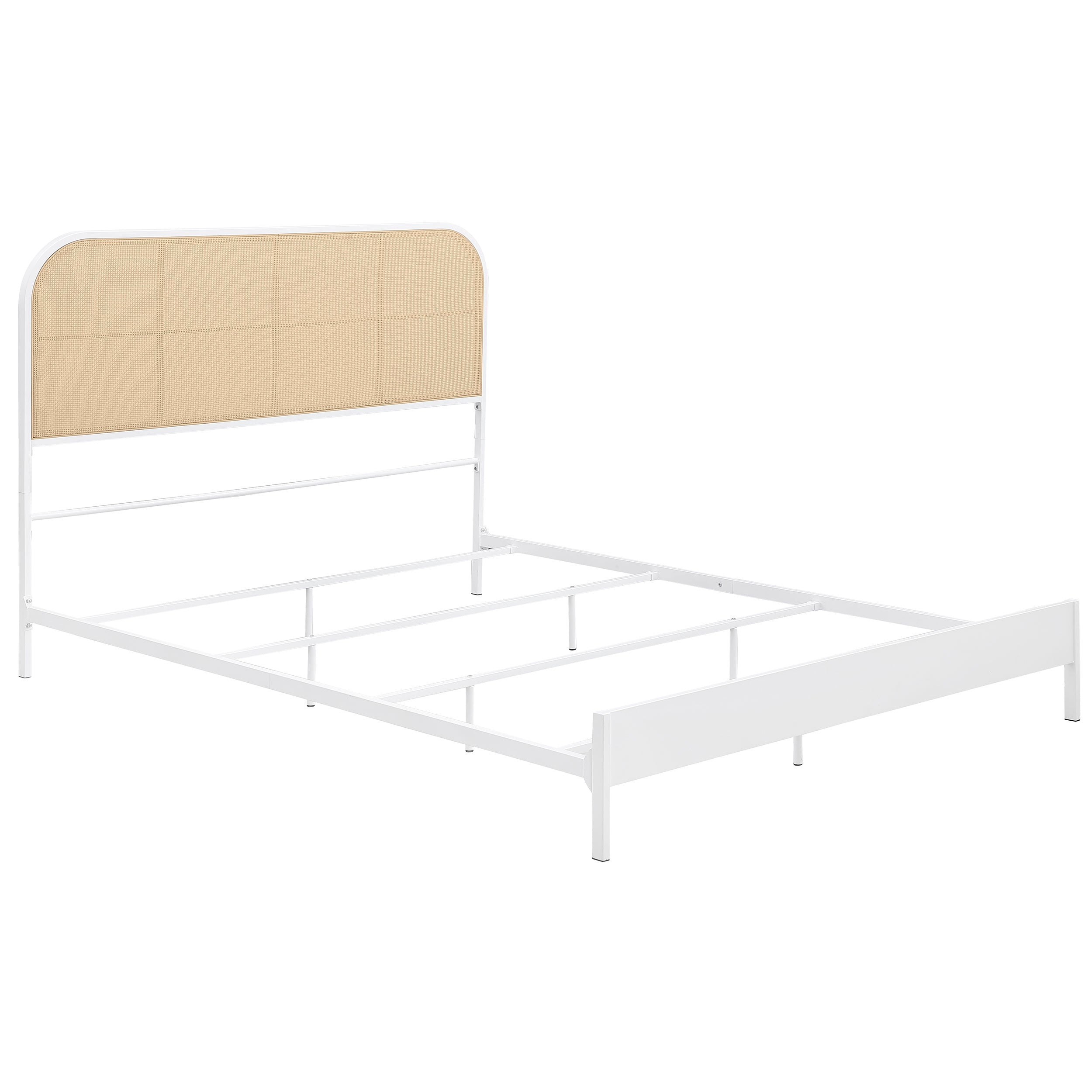 Amherst Radio Weave Rattan Metal Queen Bed White — view 1