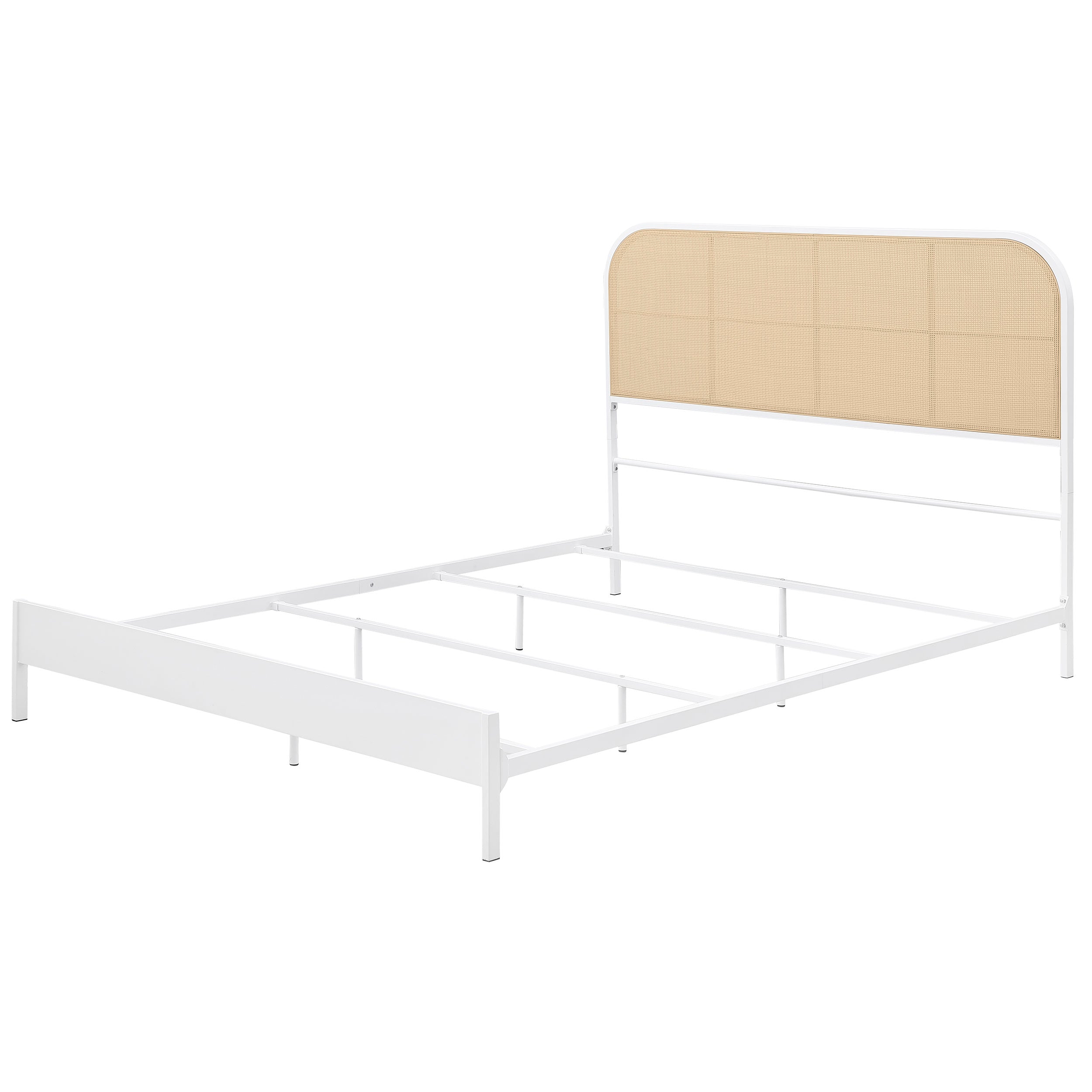 Amherst Radio Weave Rattan Metal Queen Bed White — view 4