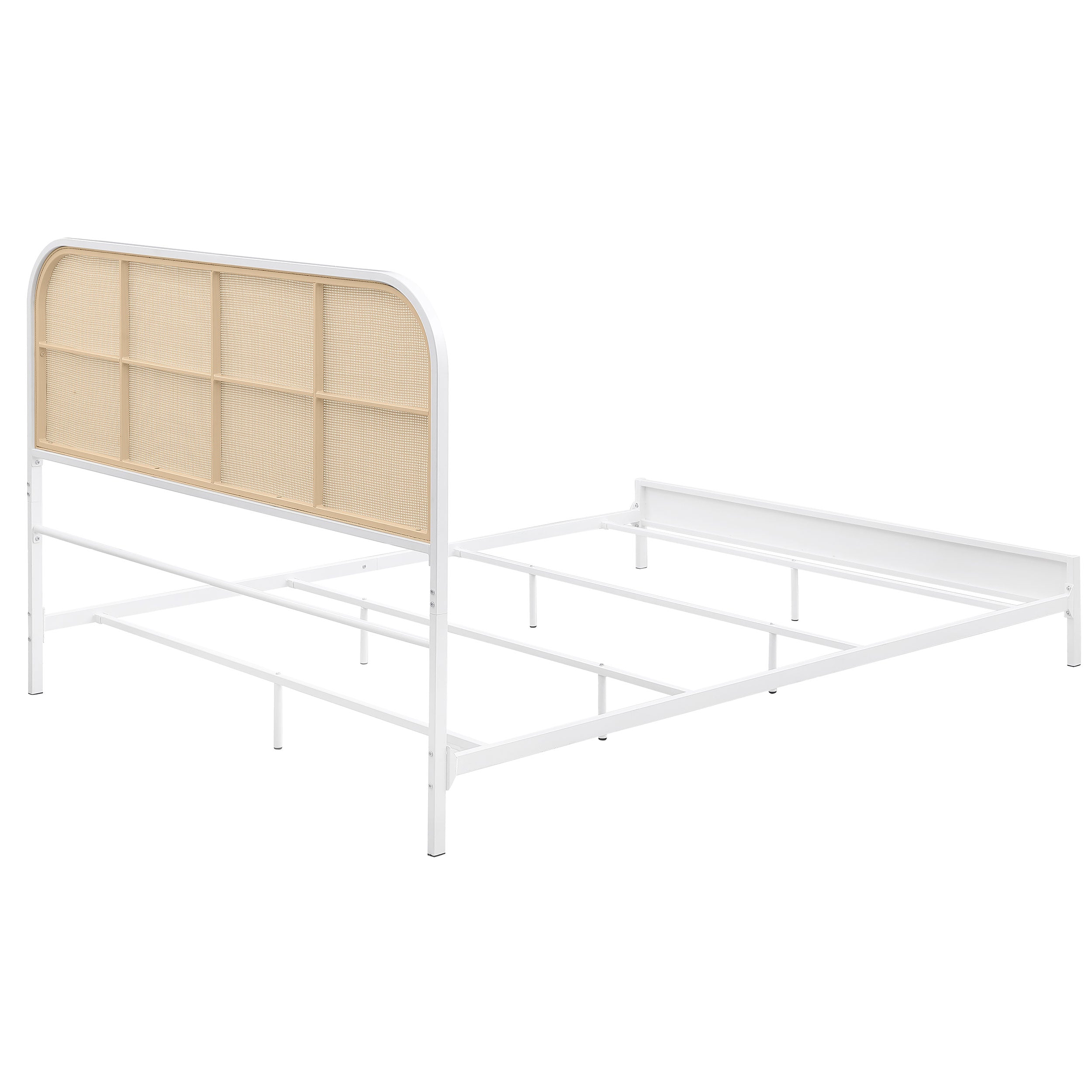 Amherst Radio Weave Rattan Metal Queen Bed White — view 7