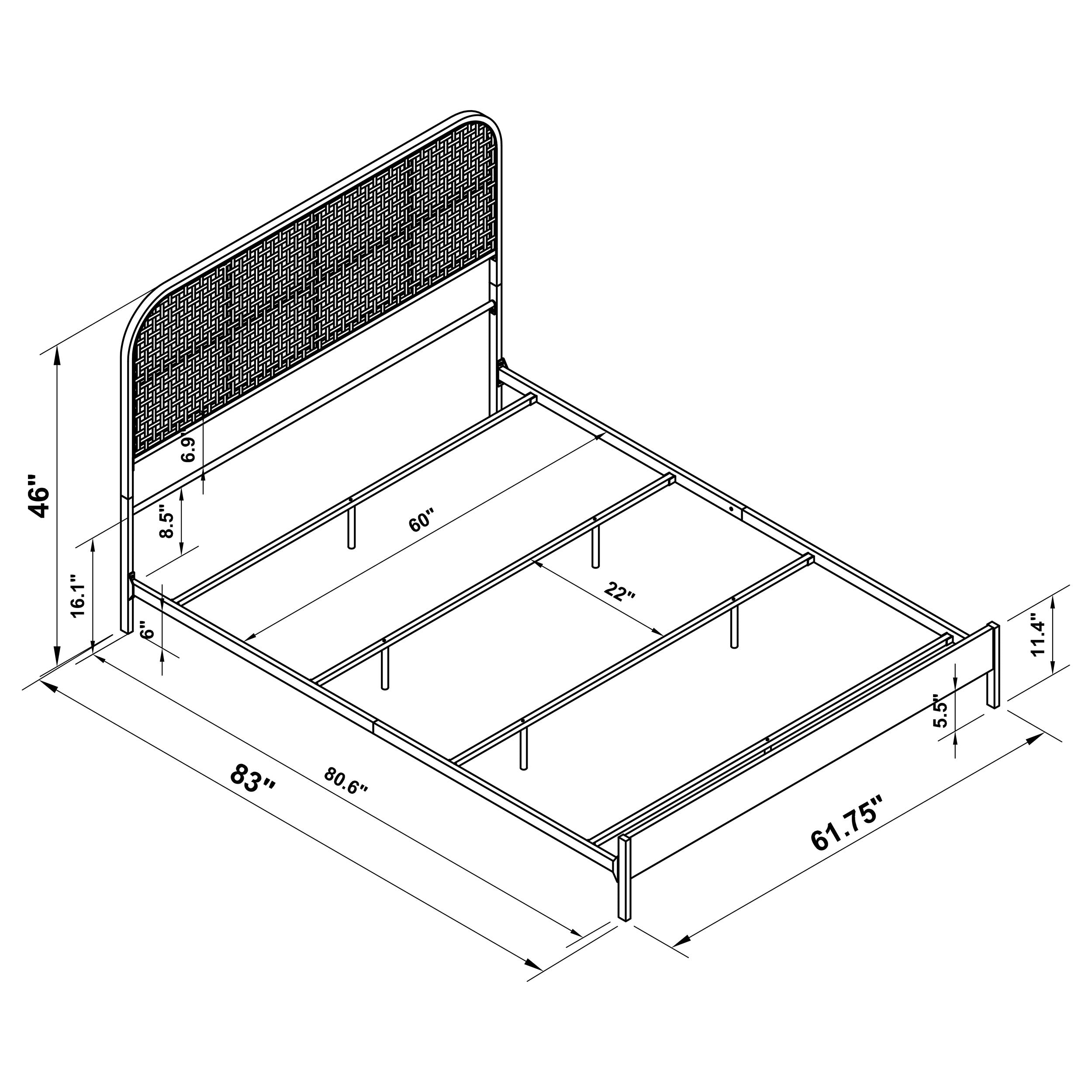 Amherst Radio Weave Rattan Metal Queen Bed White — view 11