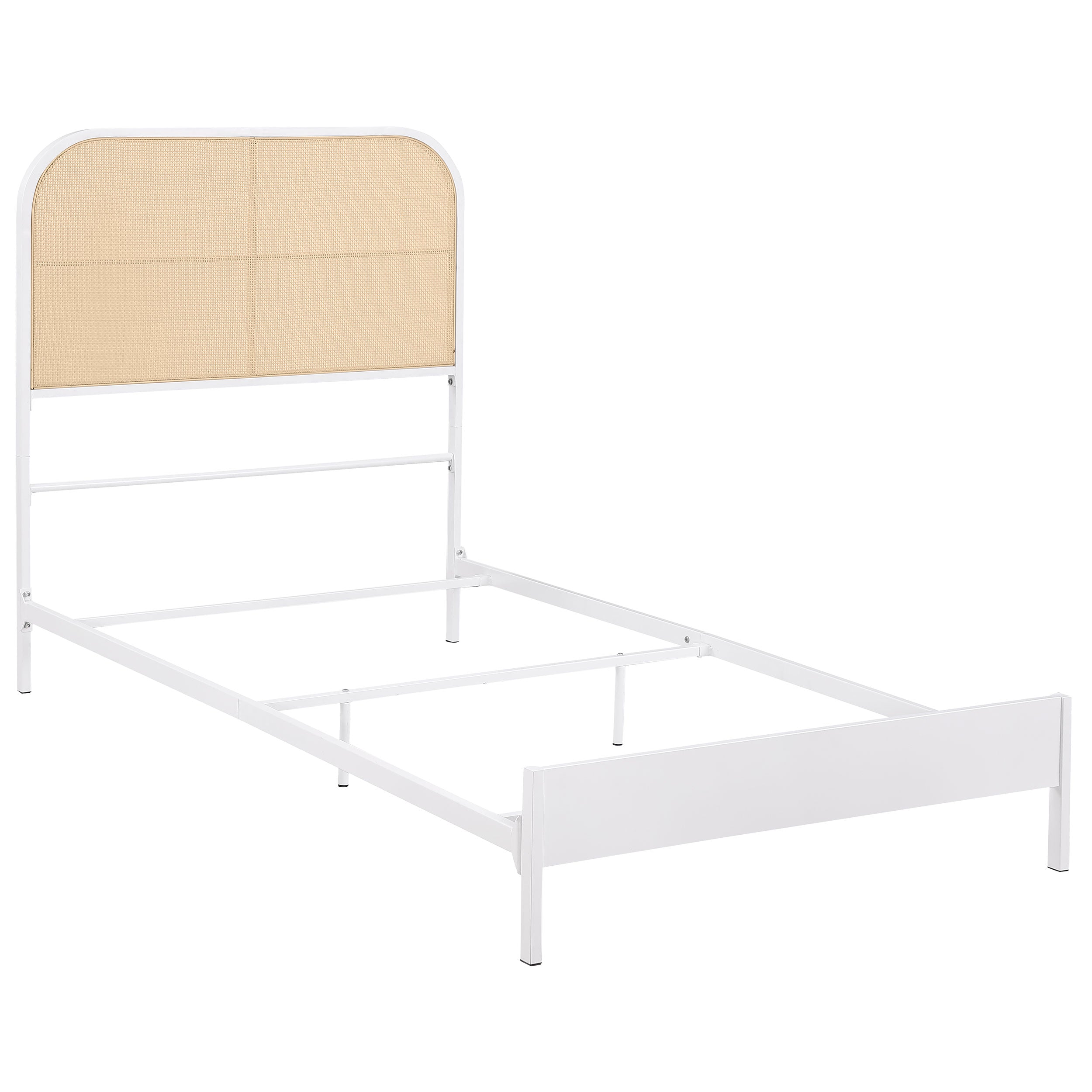 Amherst Radio Weave Rattan Metal Twin Bed White — view 1