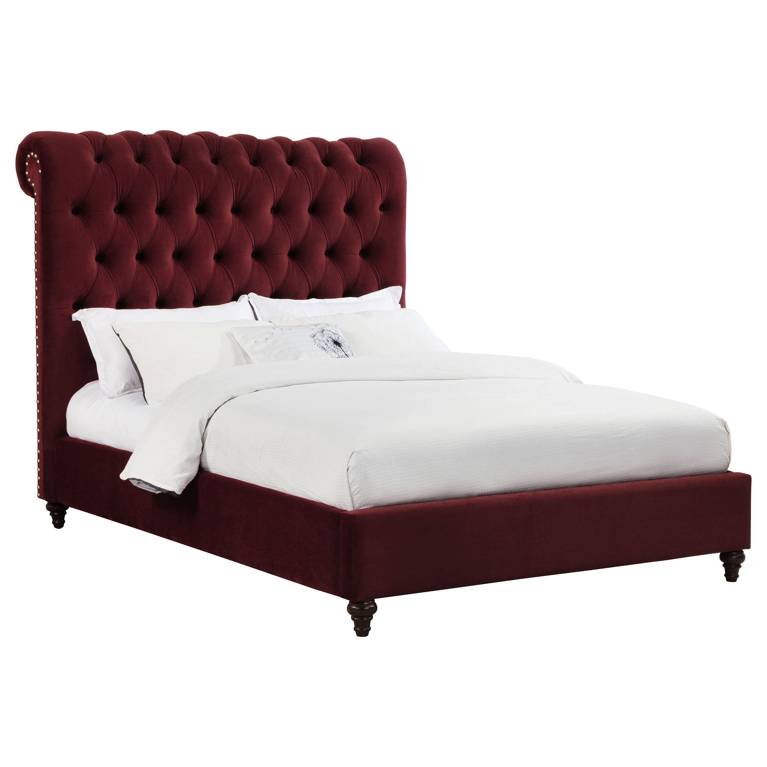 Devon 57-inch Upholstered Full Panel Bed Wine Red — view 3