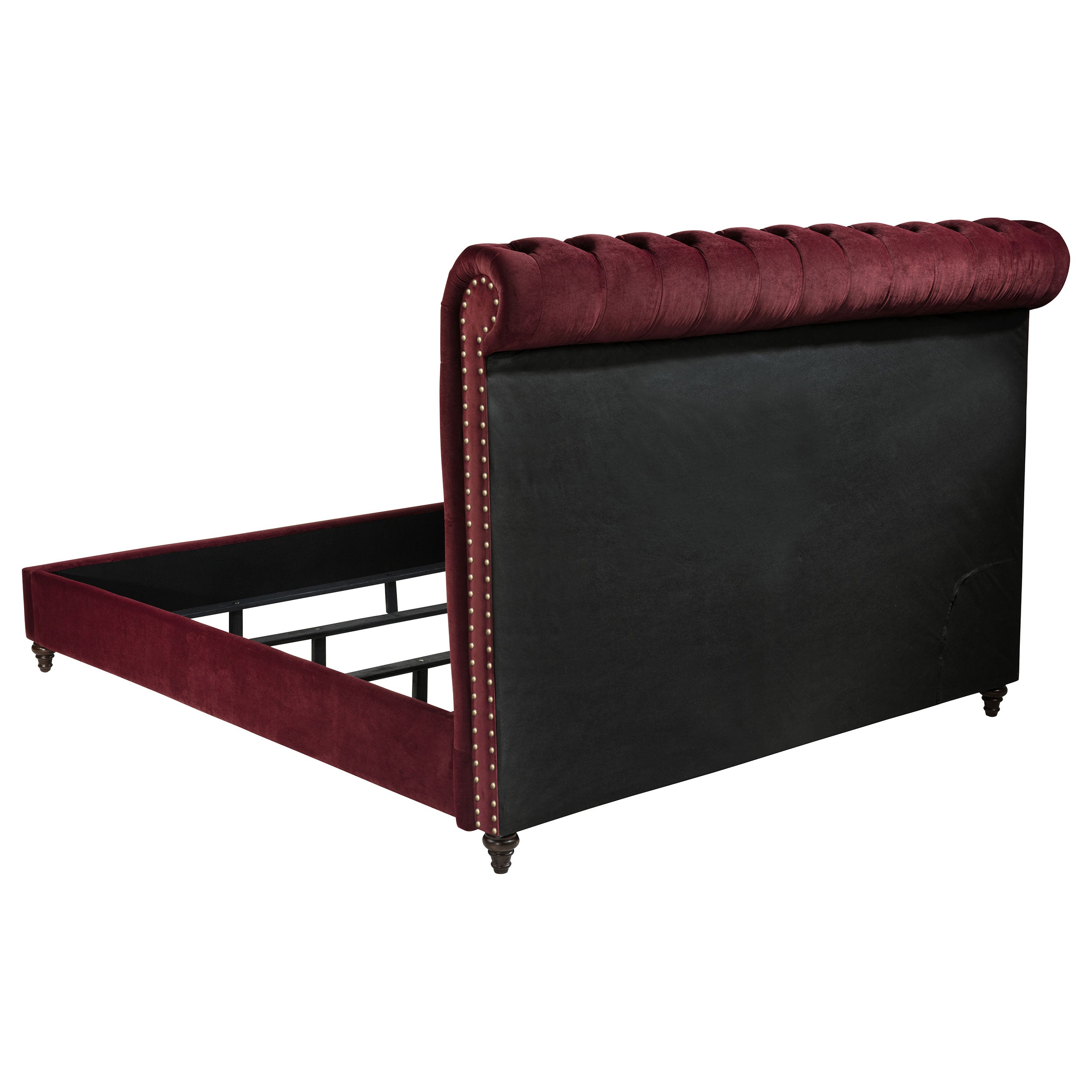 Devon 57-inch Upholstered Eastern King Panel Bed Wine Red — view 5