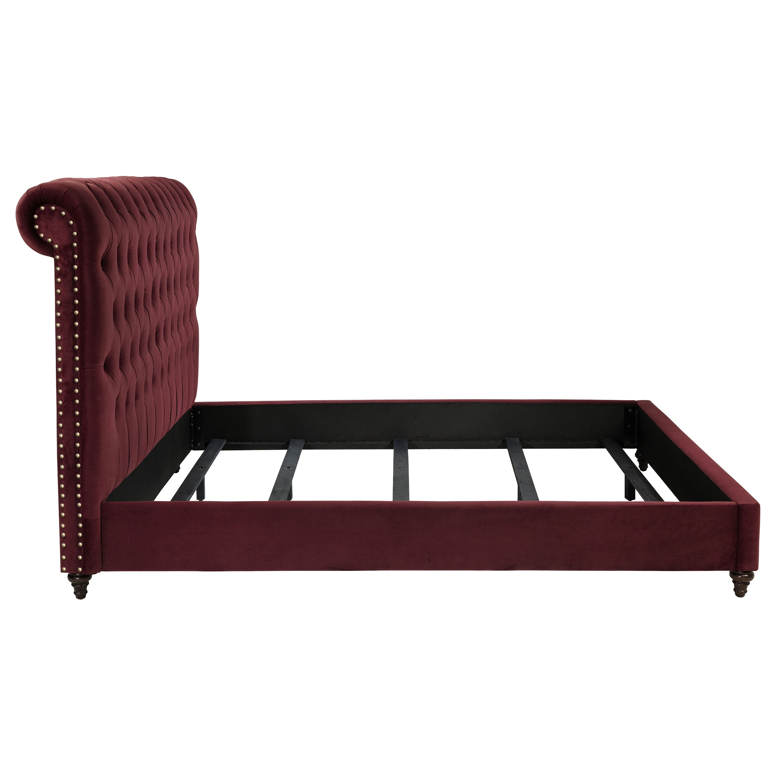 Devon 57-inch Upholstered Eastern King Panel Bed Wine Red — view 6