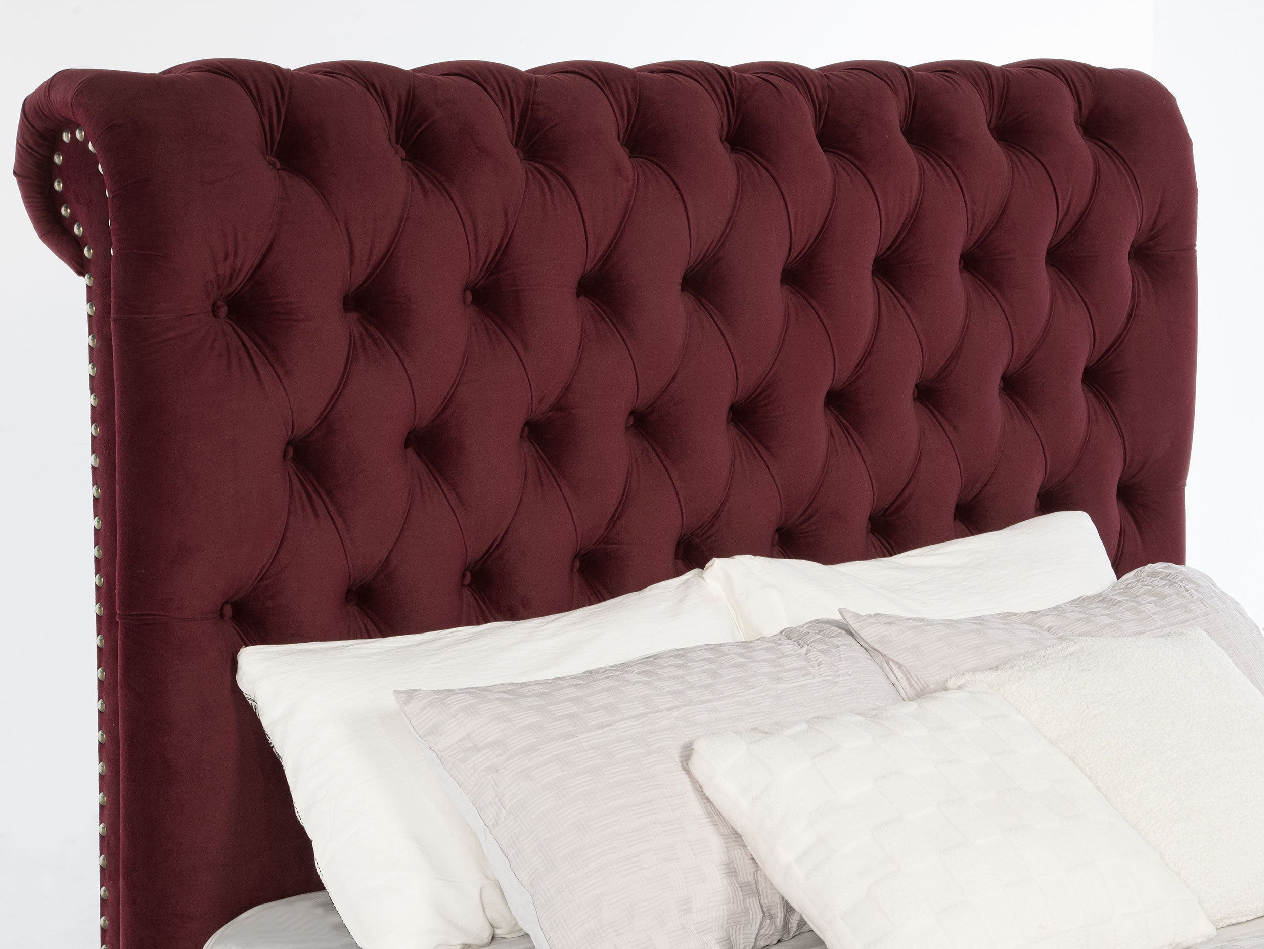Devon 57-inch Upholstered Eastern King Panel Bed Wine Red — view 7