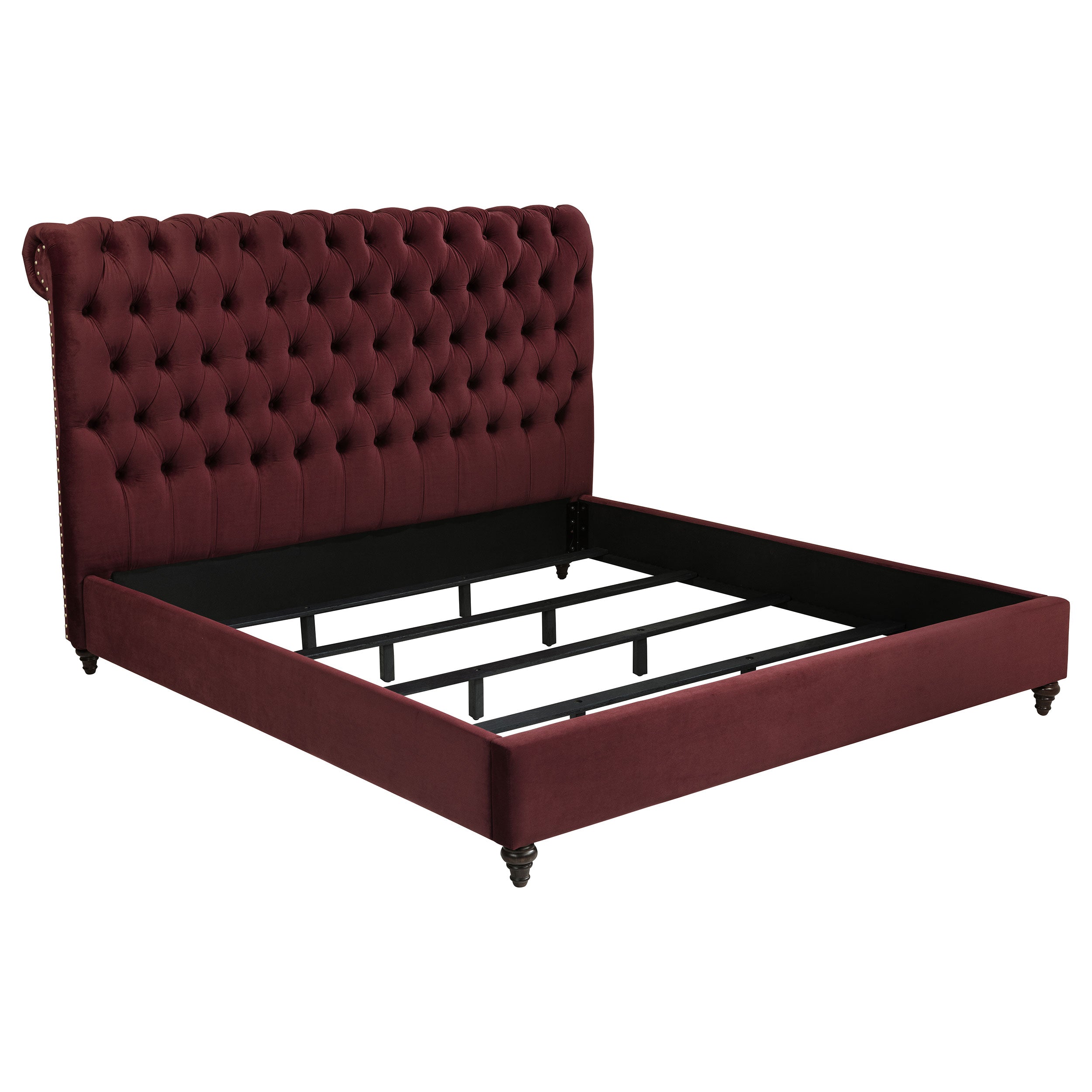 Devon 57-inch Upholstered California King Panel Bed Wine Red — view 1