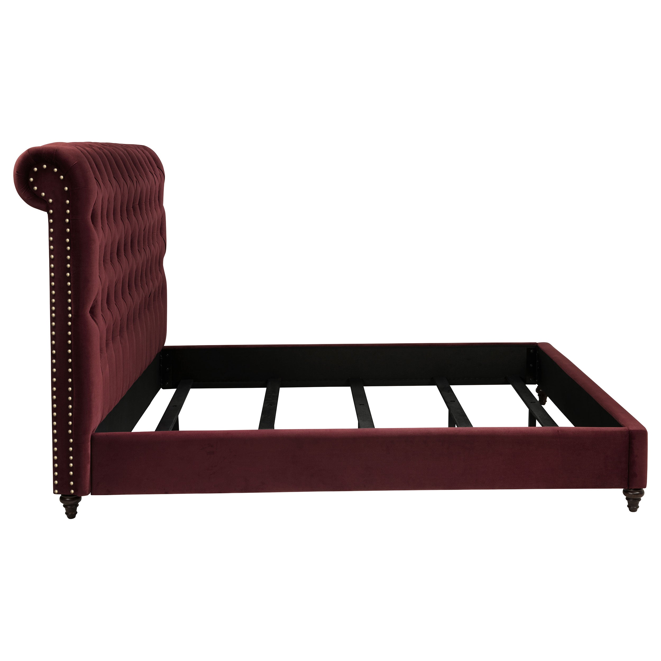 Devon 57-inch Upholstered California King Panel Bed Wine Red — view 6